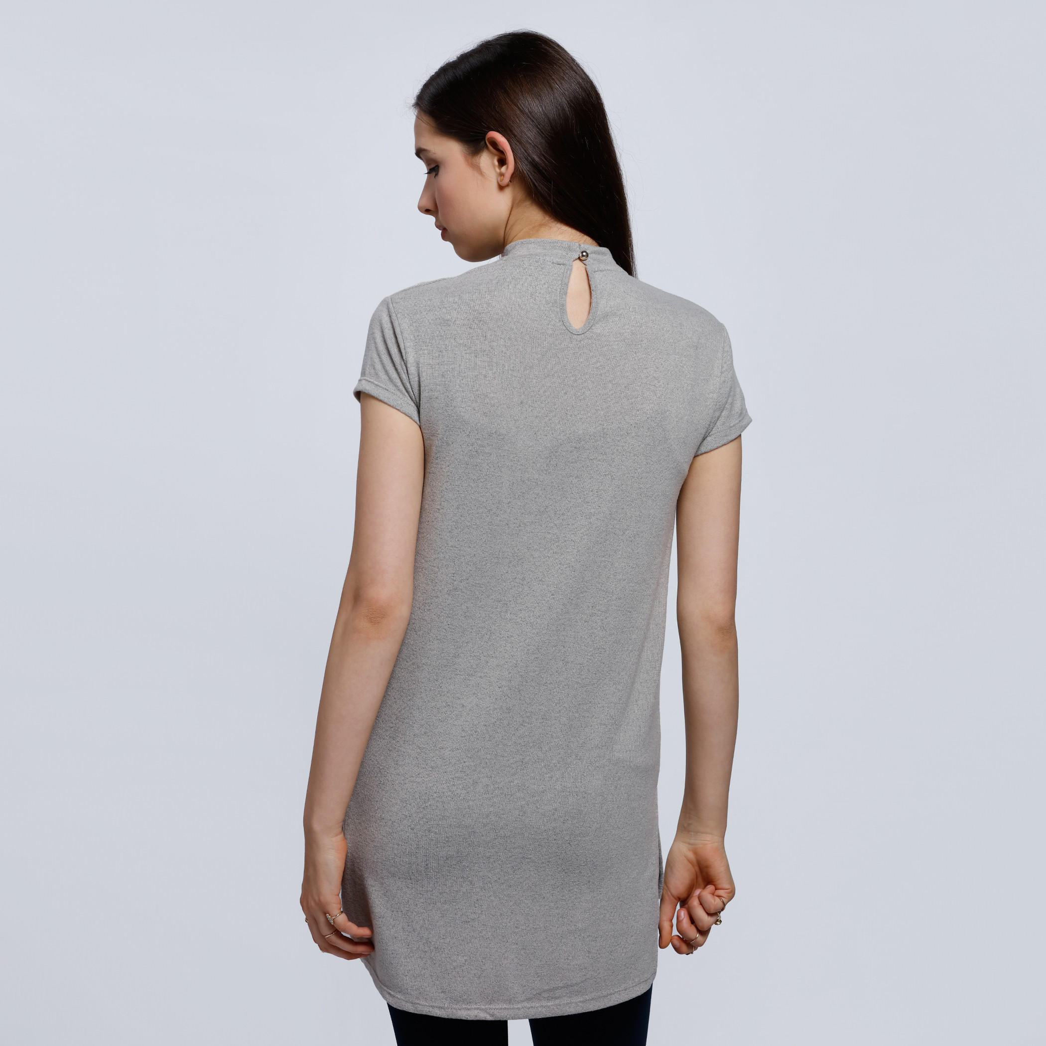 Printed T-Shirt with Choker Neck and Short Sleeves-women-clothing-tshirts-image-2