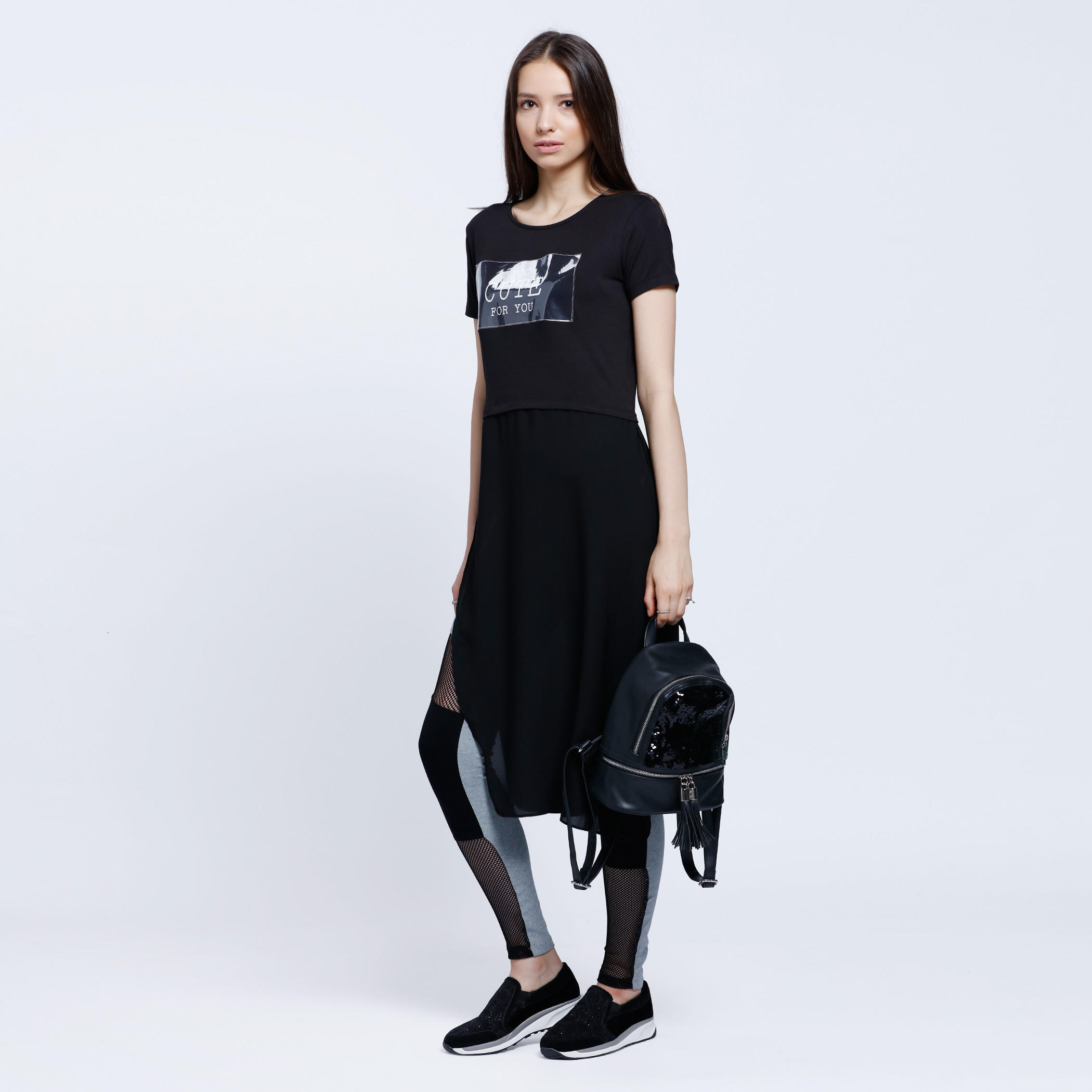 Boxy Longline Tunic Top with Round Neck and Short Sleeves-women-clothing-shirtsandblouses-blouses-image-5