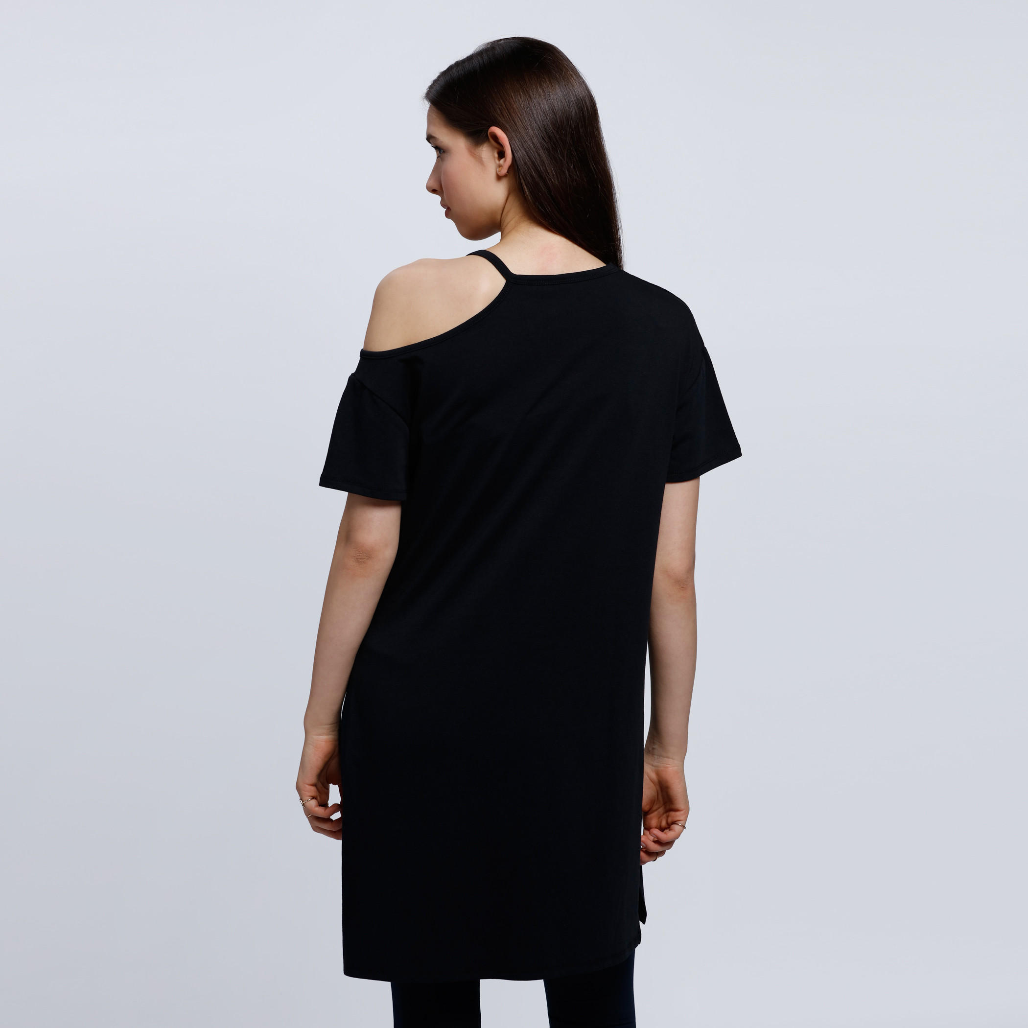 Printed T-Shirt with Cut Out Shoulder-women-clothing-tshirts-image-2