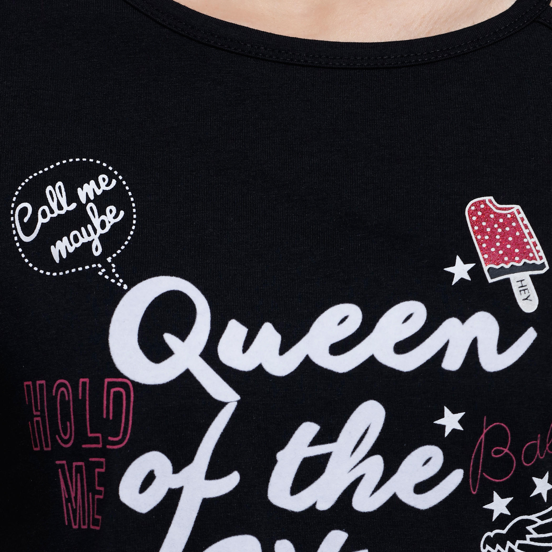 Printed T-Shirt with Cut Out Shoulder-women-clothing-tshirts-image-4