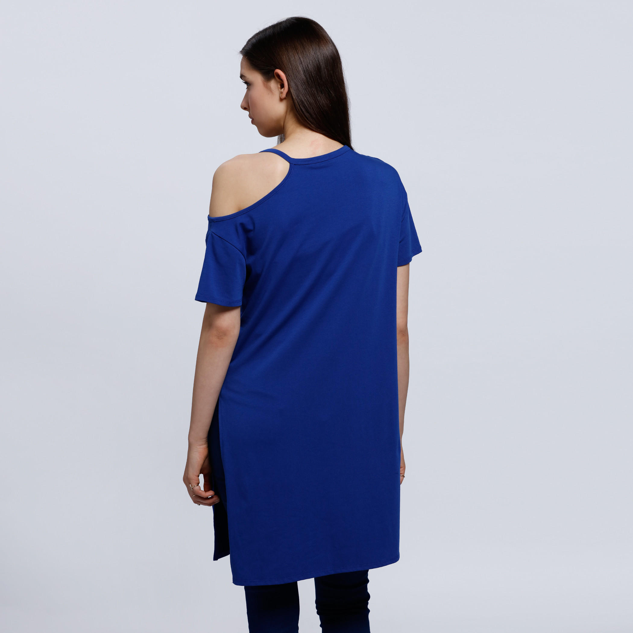 Printed T-Shirt with Cut Out Shoulder-women-clothing-tshirts-image-2