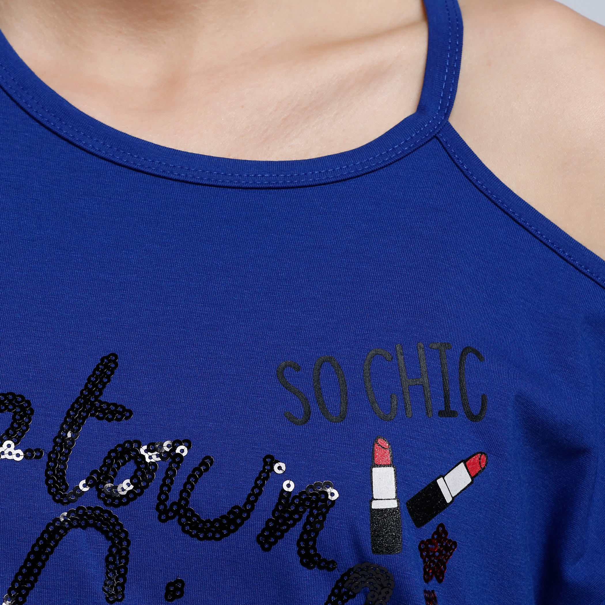 Printed T-Shirt with Cut Out Shoulder-women-clothing-tshirts-image-4