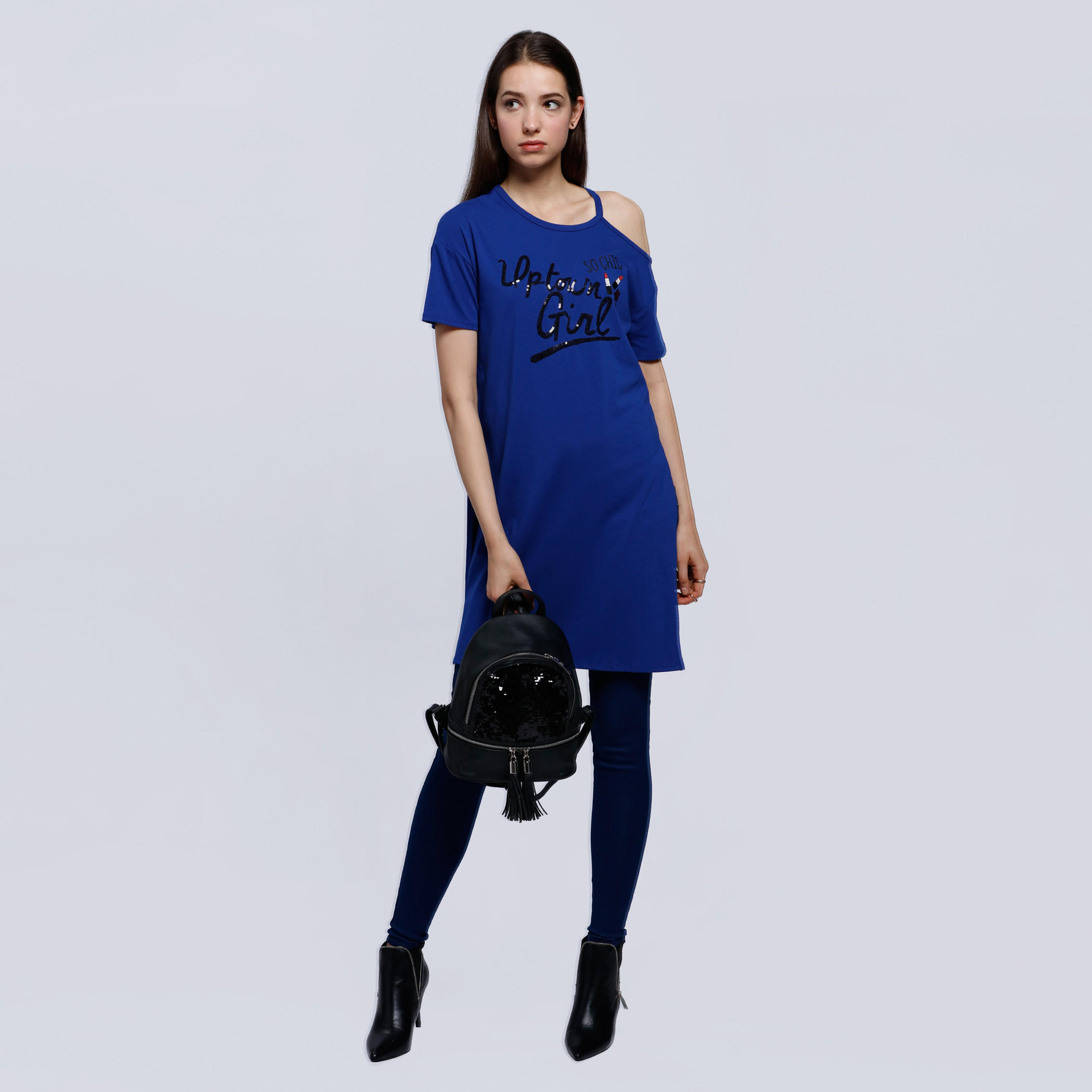 Printed T-Shirt with Cut Out Shoulder-women-clothing-tshirts-image-5