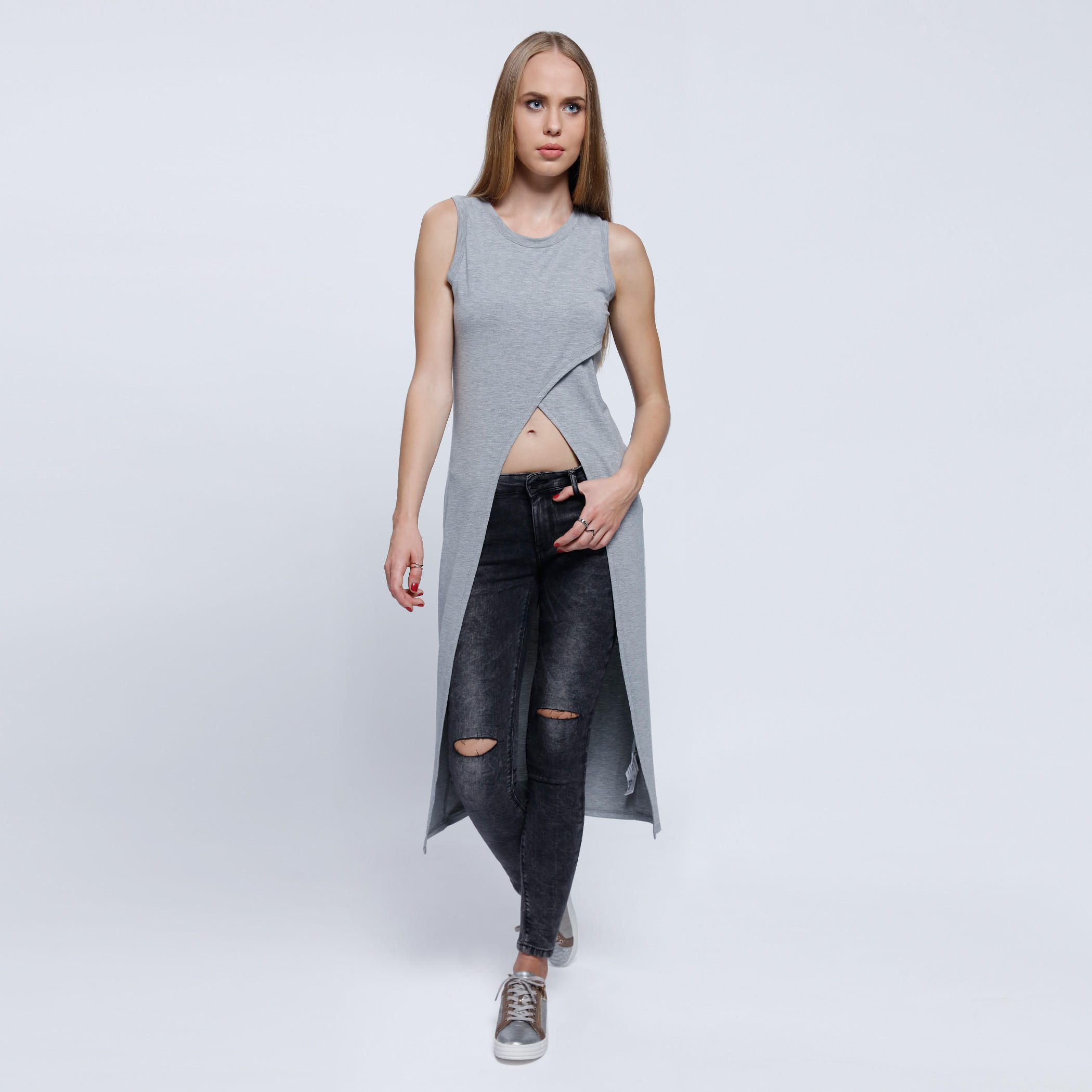 Asymmetrical Longline Top with Round Neck-women-clothing-shirtsandblouses-blouses-image-9