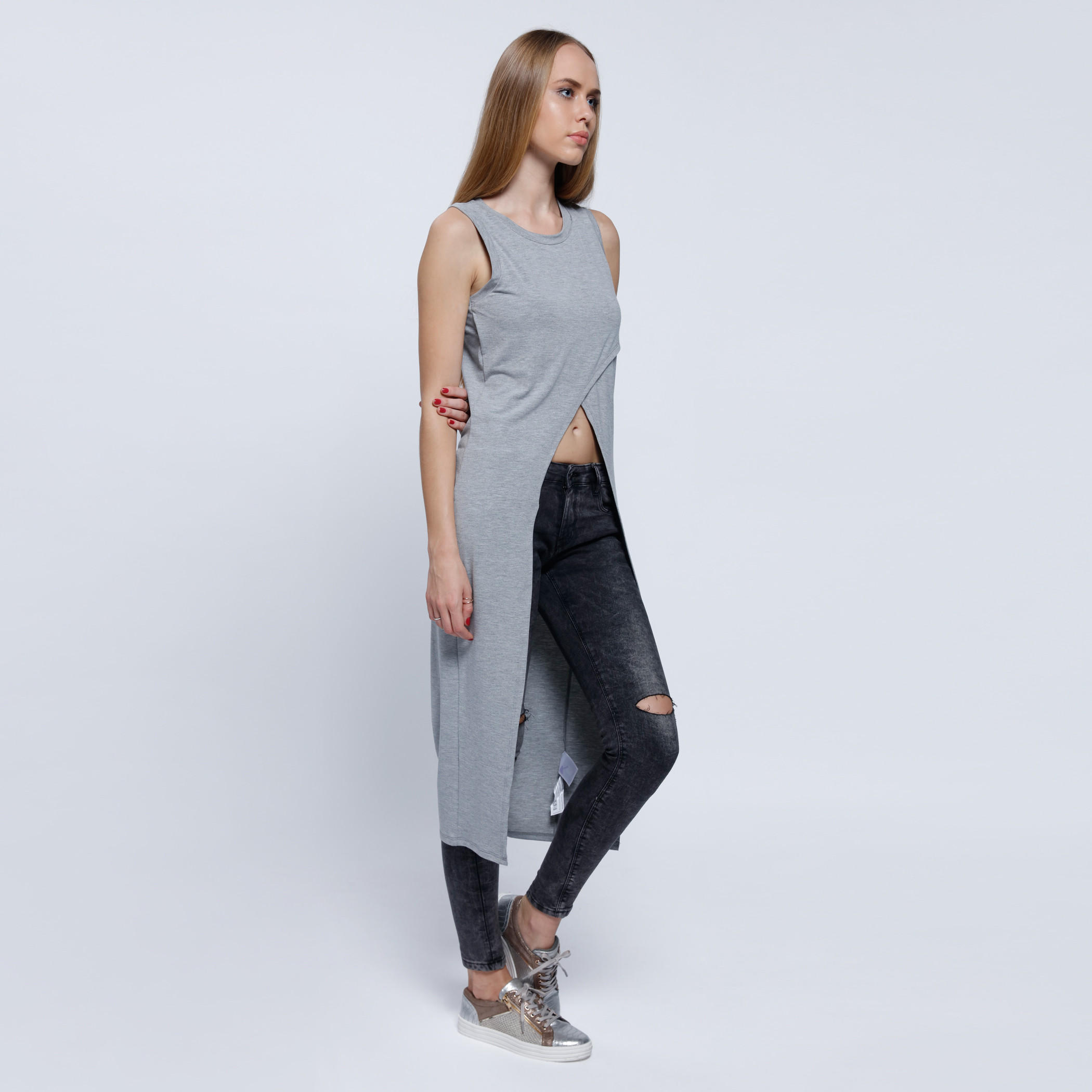 Asymmetrical Longline Top with Round Neck-women-clothing-shirtsandblouses-blouses-image-11