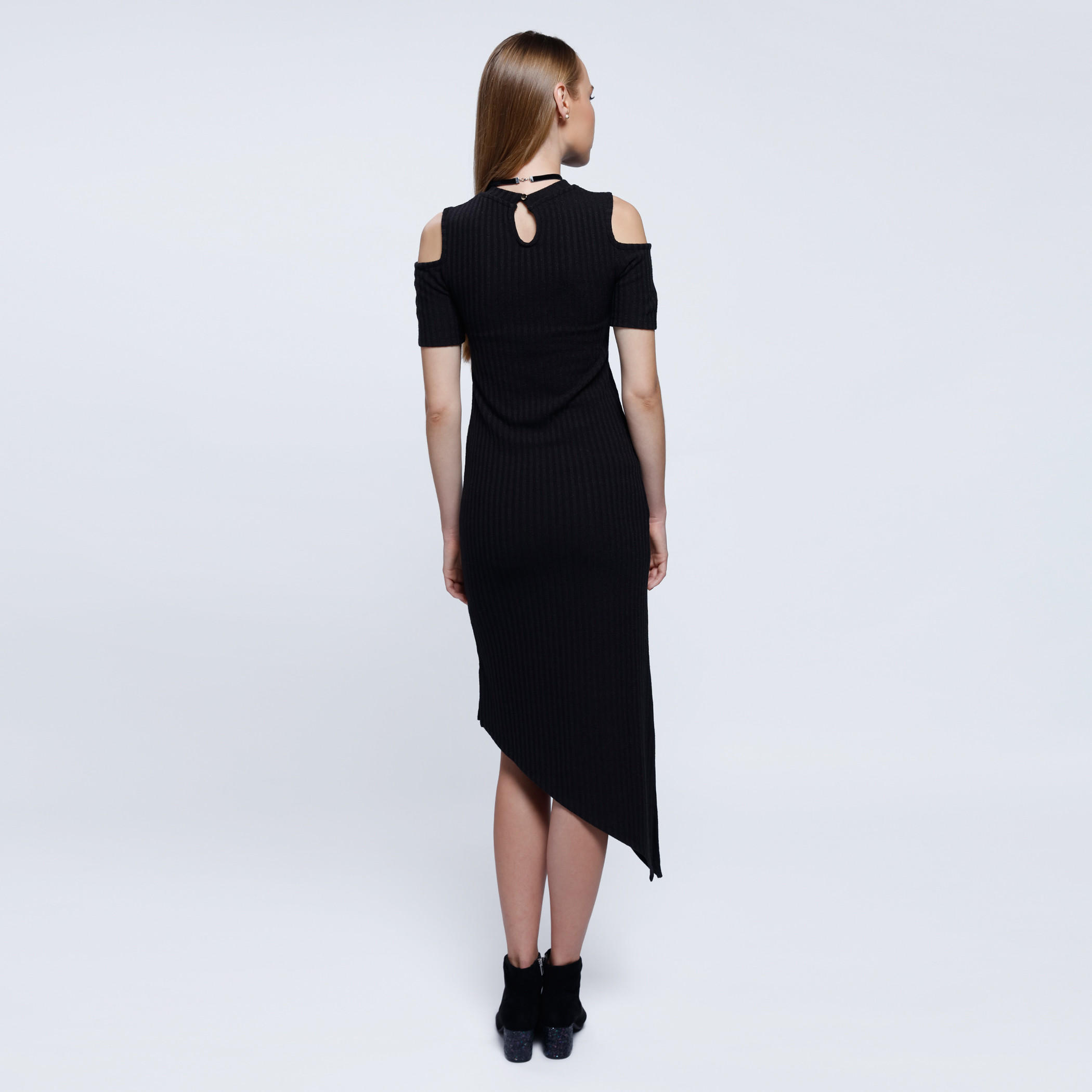 Asymetrical Midi Dress with Cold Shoulders-women-clothing-dresses-image-2