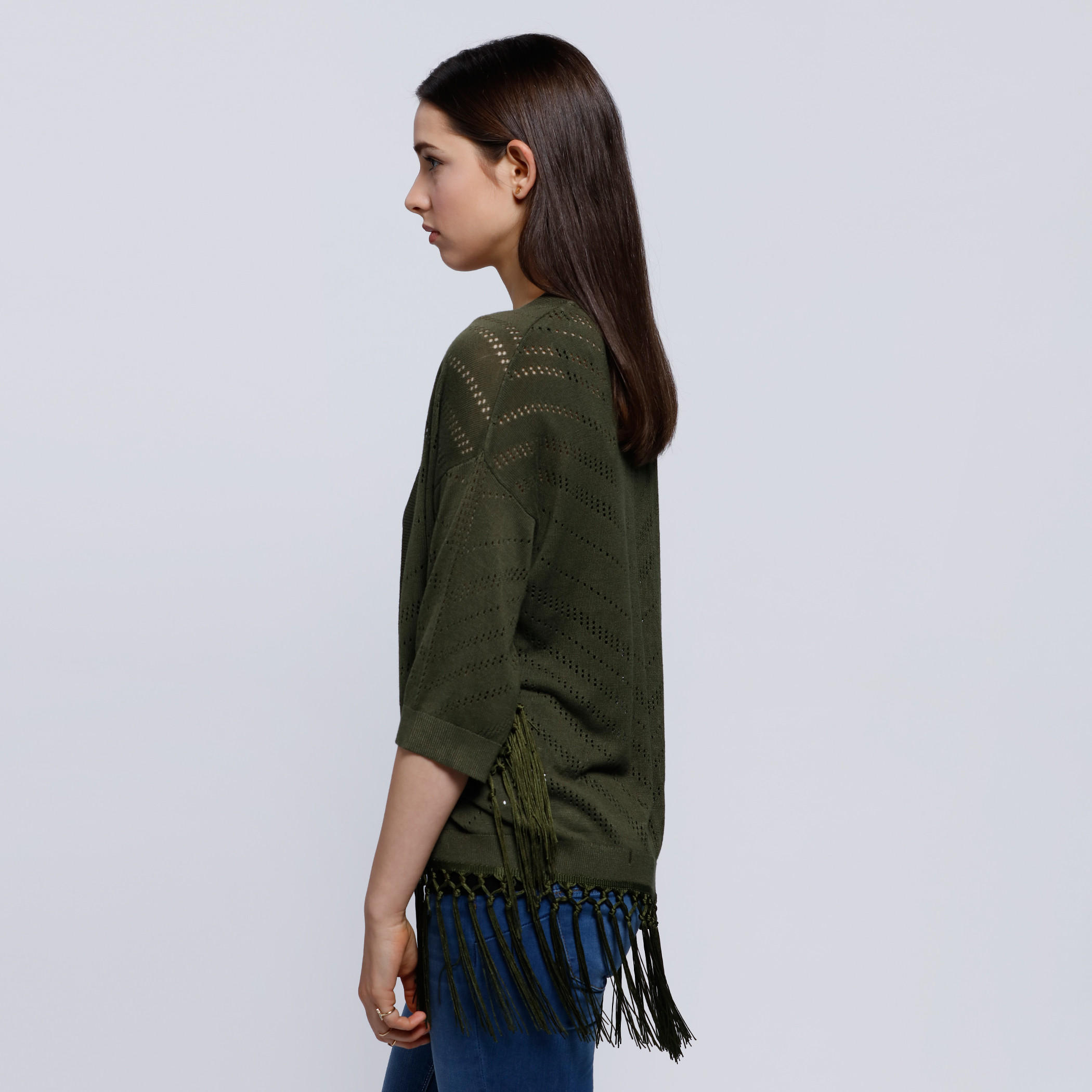 3/4 Sleeves Shrug with Tassels -women-winterwear-cardigansandjumpers-cardigans-image-8