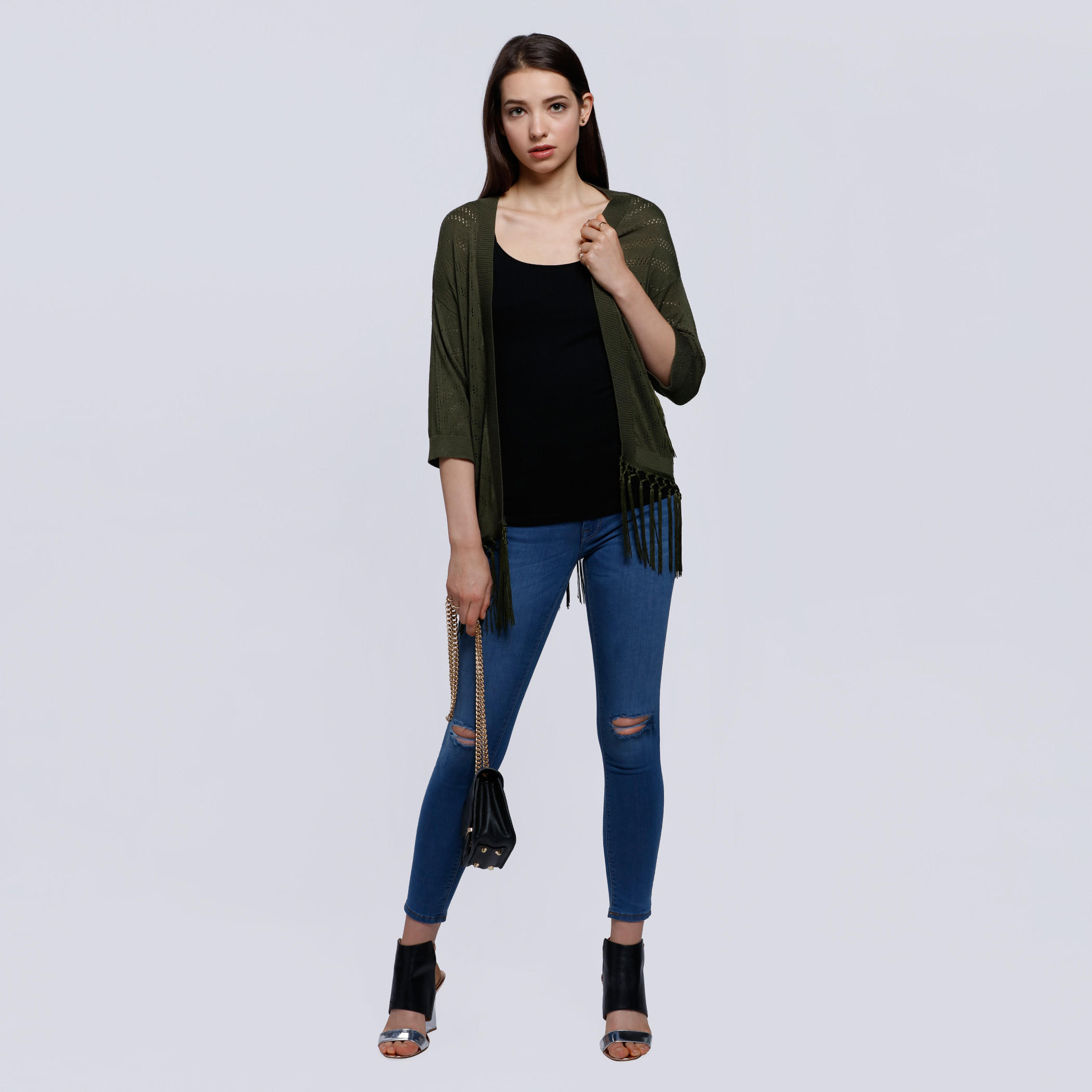 3/4 Sleeves Shrug with Tassels -women-winterwear-cardigansandjumpers-cardigans-image-10