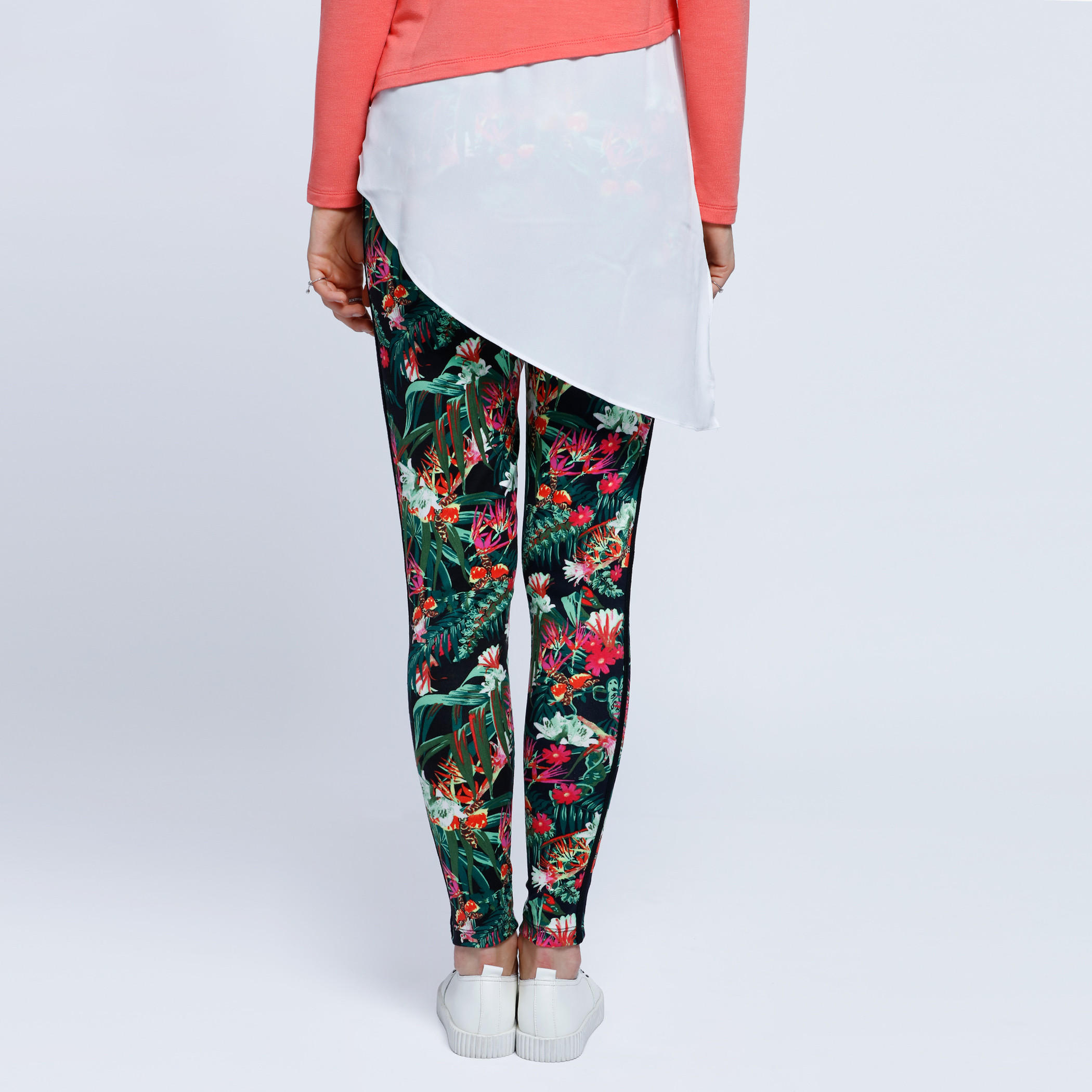 Printed Full Length Leggings with Contrasting Side Panels-women-clothing-bottoms-leggings-image-2