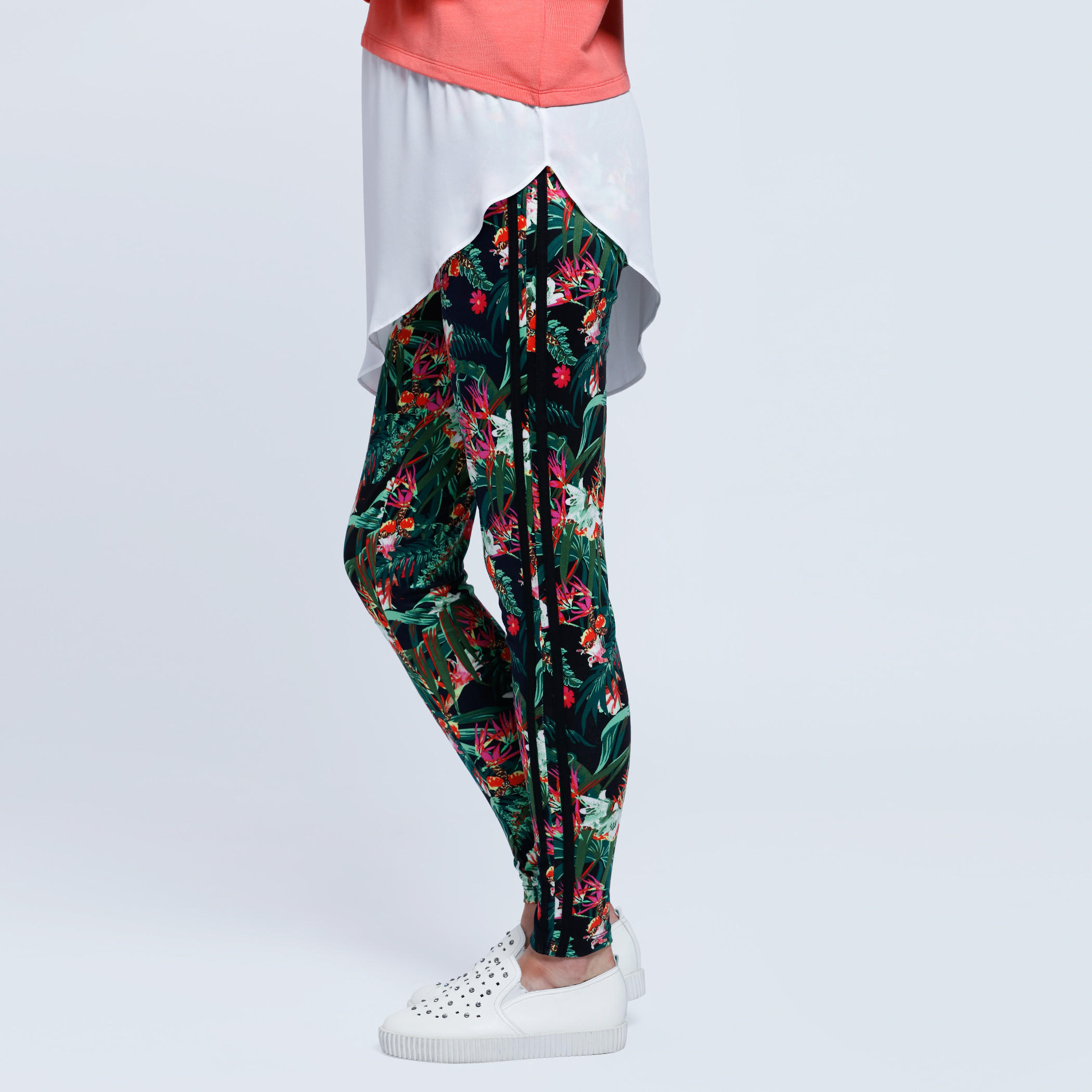 Printed Full Length Leggings with Contrasting Side Panels-women-clothing-bottoms-leggings-image-3