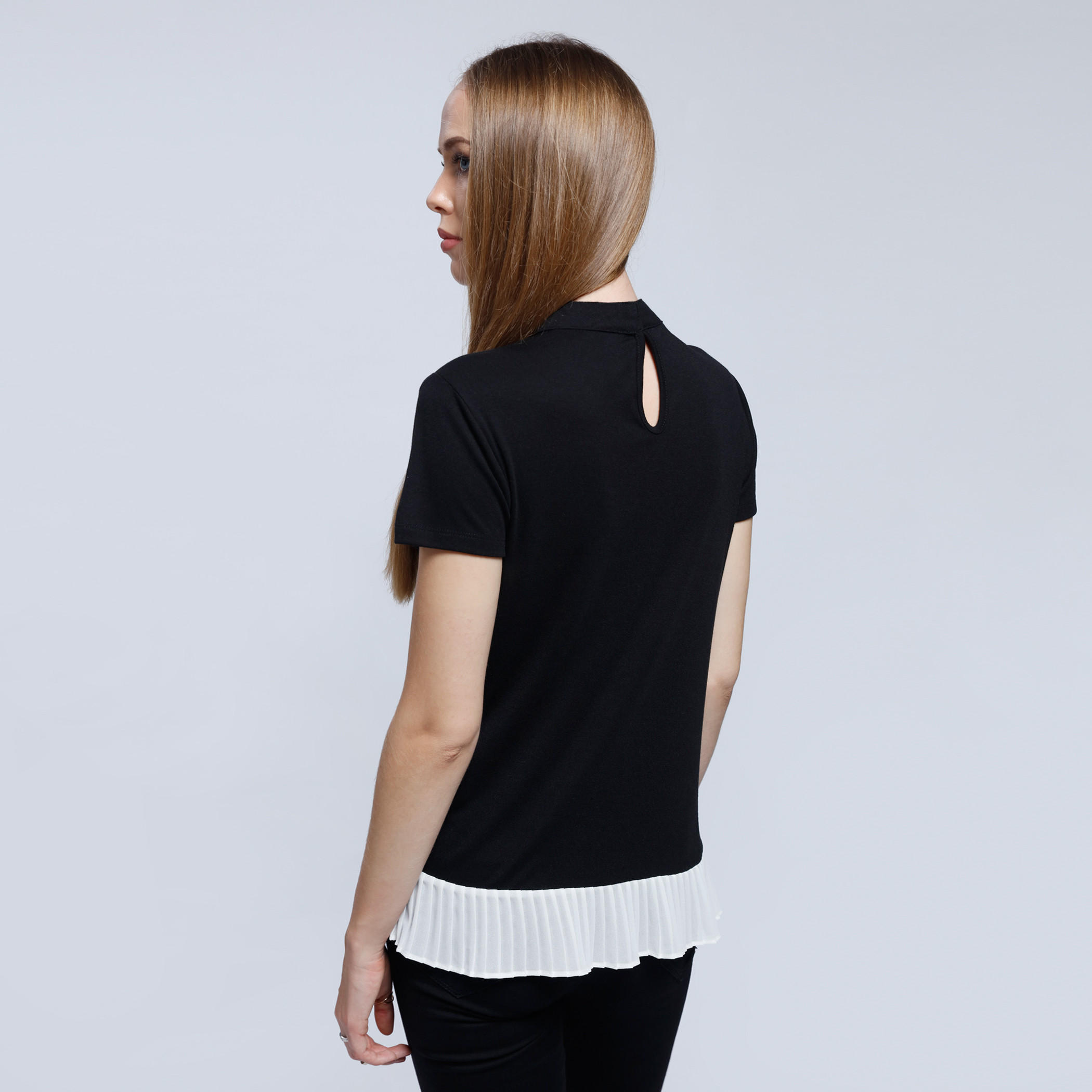 Short Sleeves Top with Choker Neck-women-clothing-shirtsandblouses-blouses-image-2