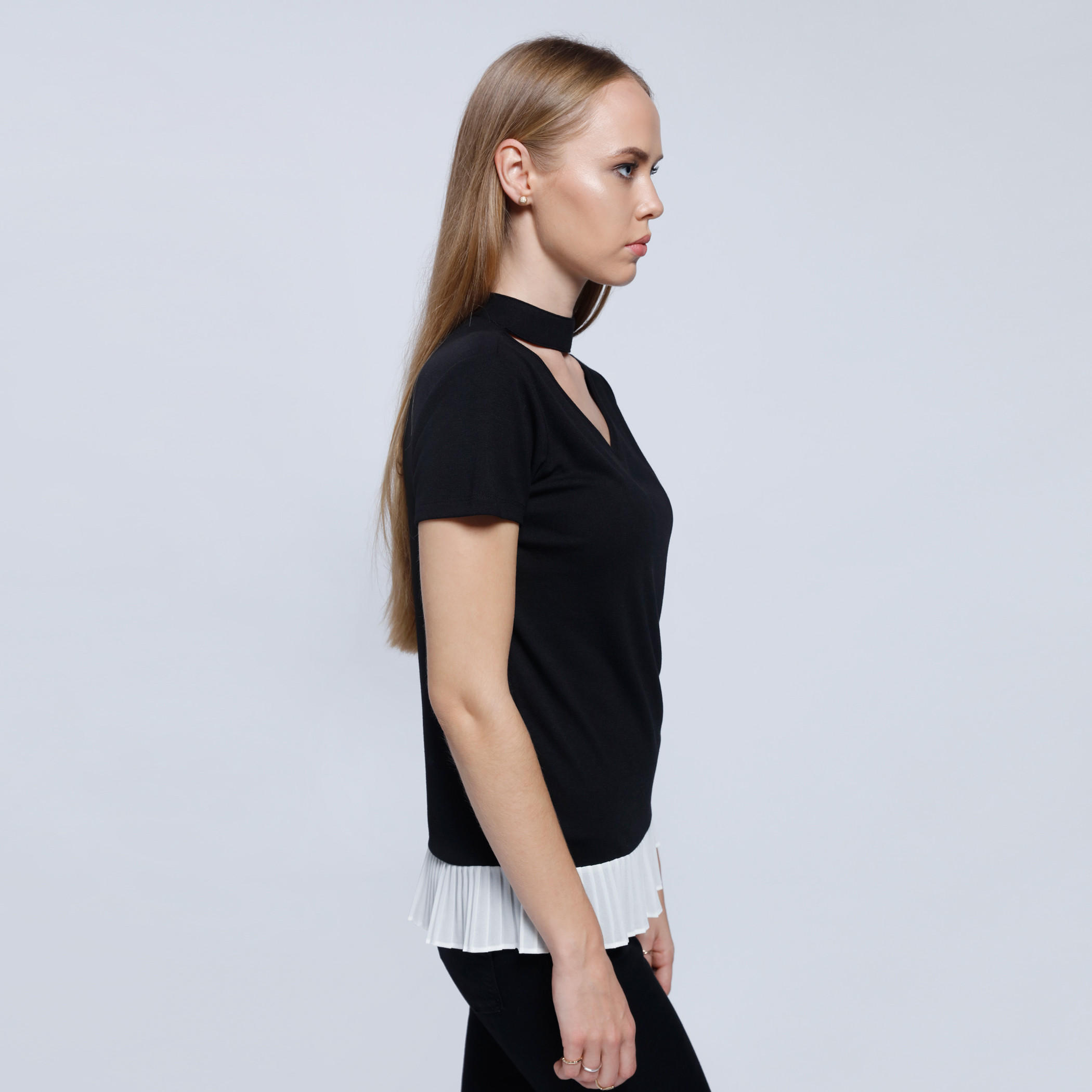 Short Sleeves Top with Choker Neck-women-clothing-shirtsandblouses-blouses-image-3