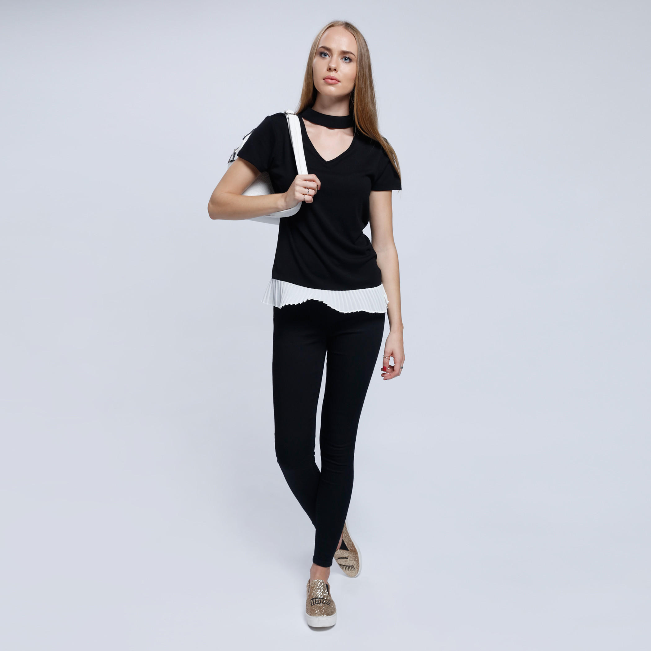 Short Sleeves Top with Choker Neck-women-clothing-shirtsandblouses-blouses-image-5