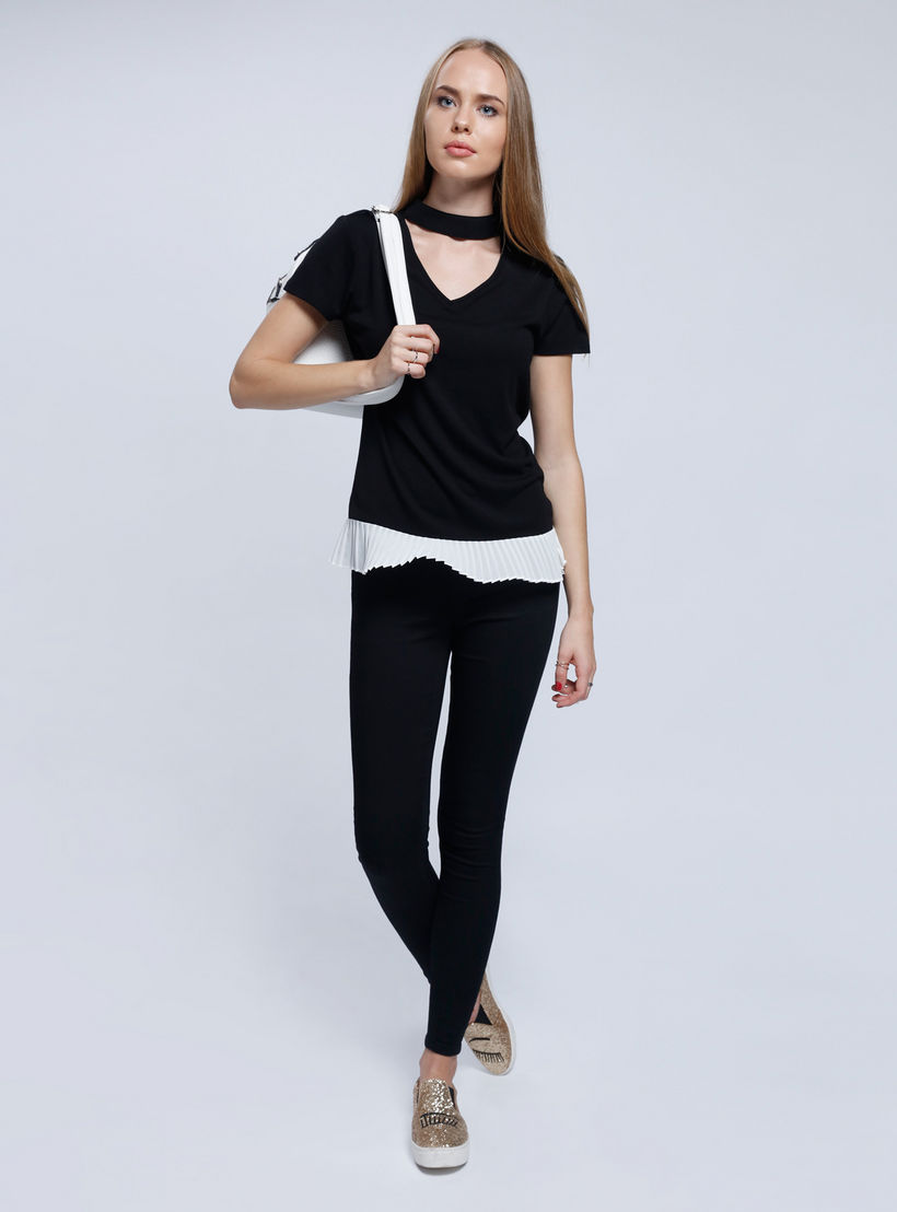 Short Sleeves Top with Choker Neck-women-clothing-shirtsandblouses-blouses-image-5