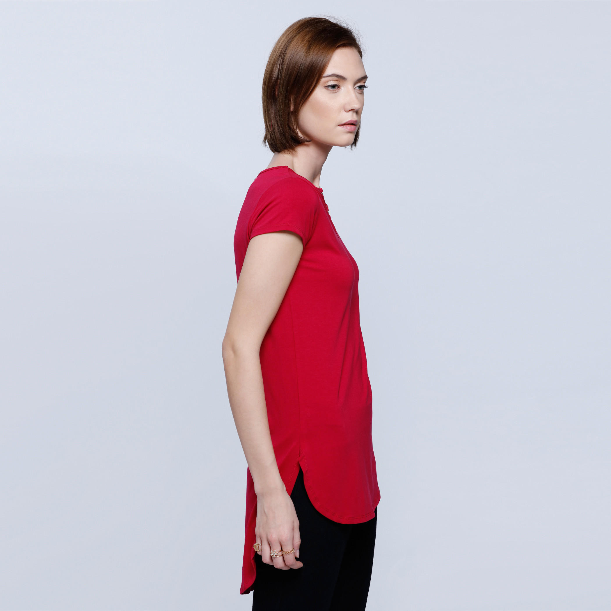 V-Neck Top with Strap Detail and Short Sleeves-women-clothing-shirtsandblouses-blouses-image-3