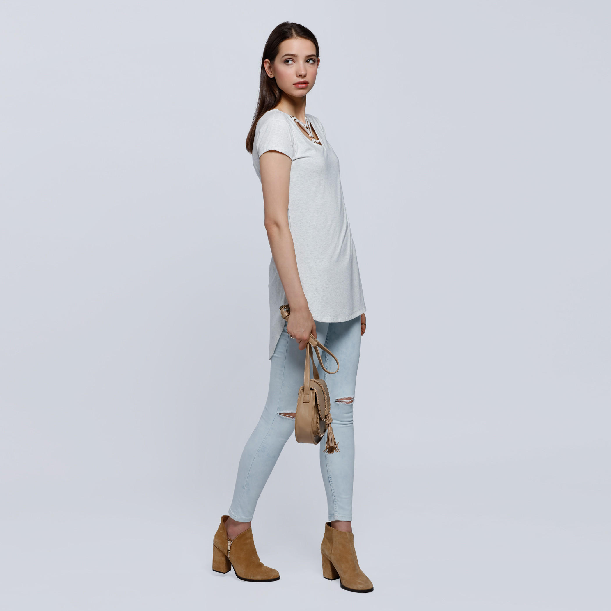V-Neck T-Shirt With Front Strap Detail and Short Sleeves-women-clothing-tshirts-image-10