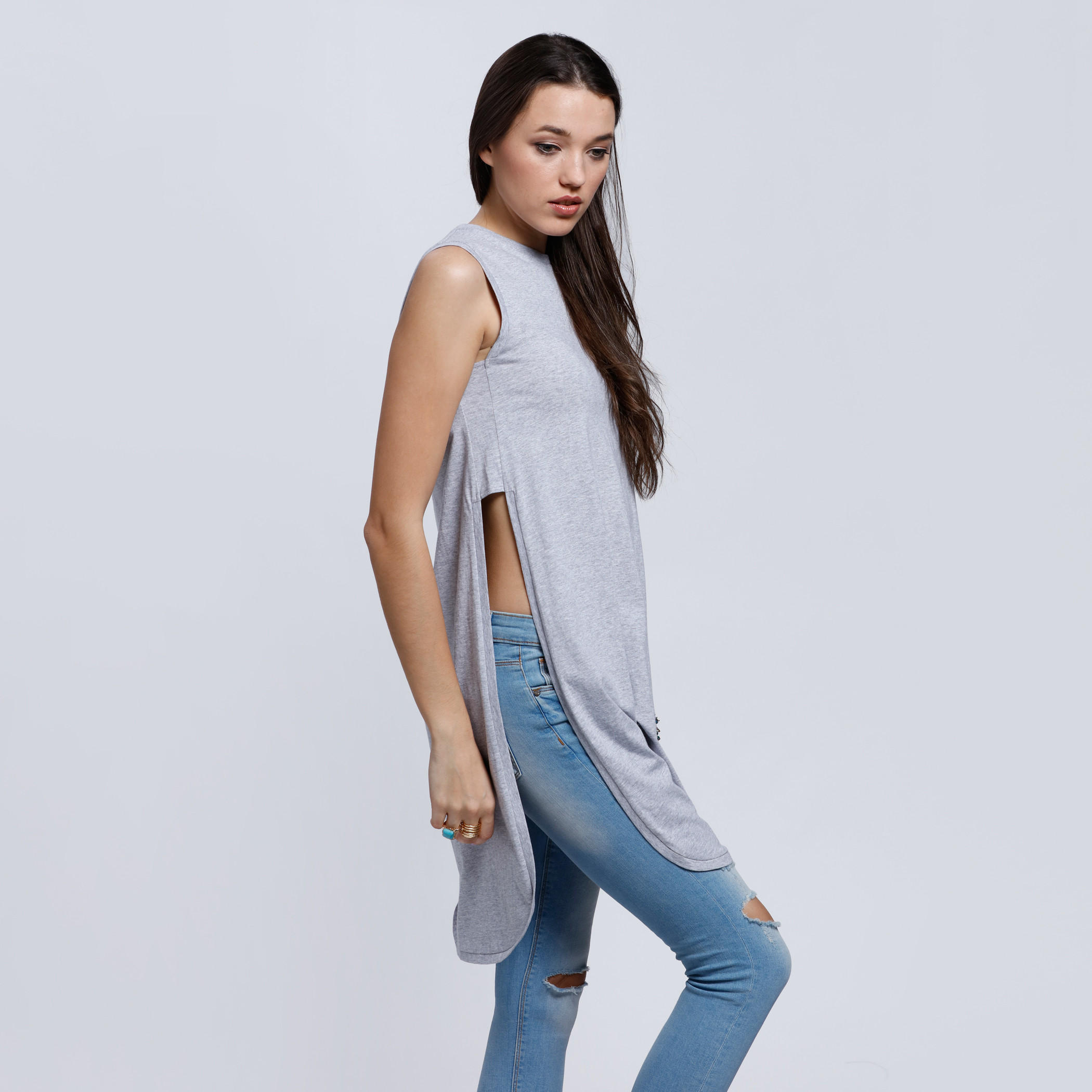 Longline Sleeveless T-Shirt with Crew Neck and Slits-women-clothing-shirtsandblouses-blouses-image-3