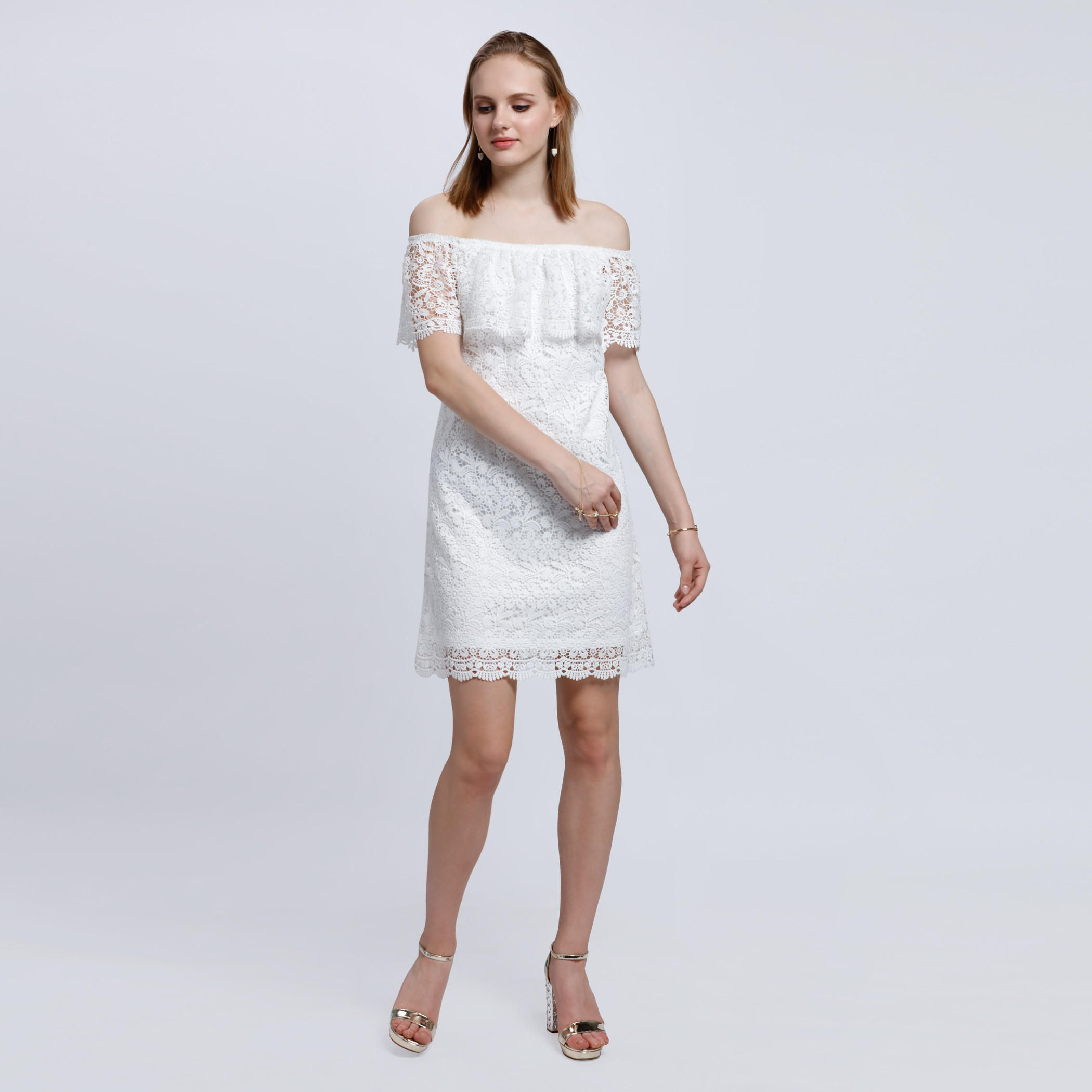Off Shoulder Dress with Lace Detail -women-clothing-dresses-image-5