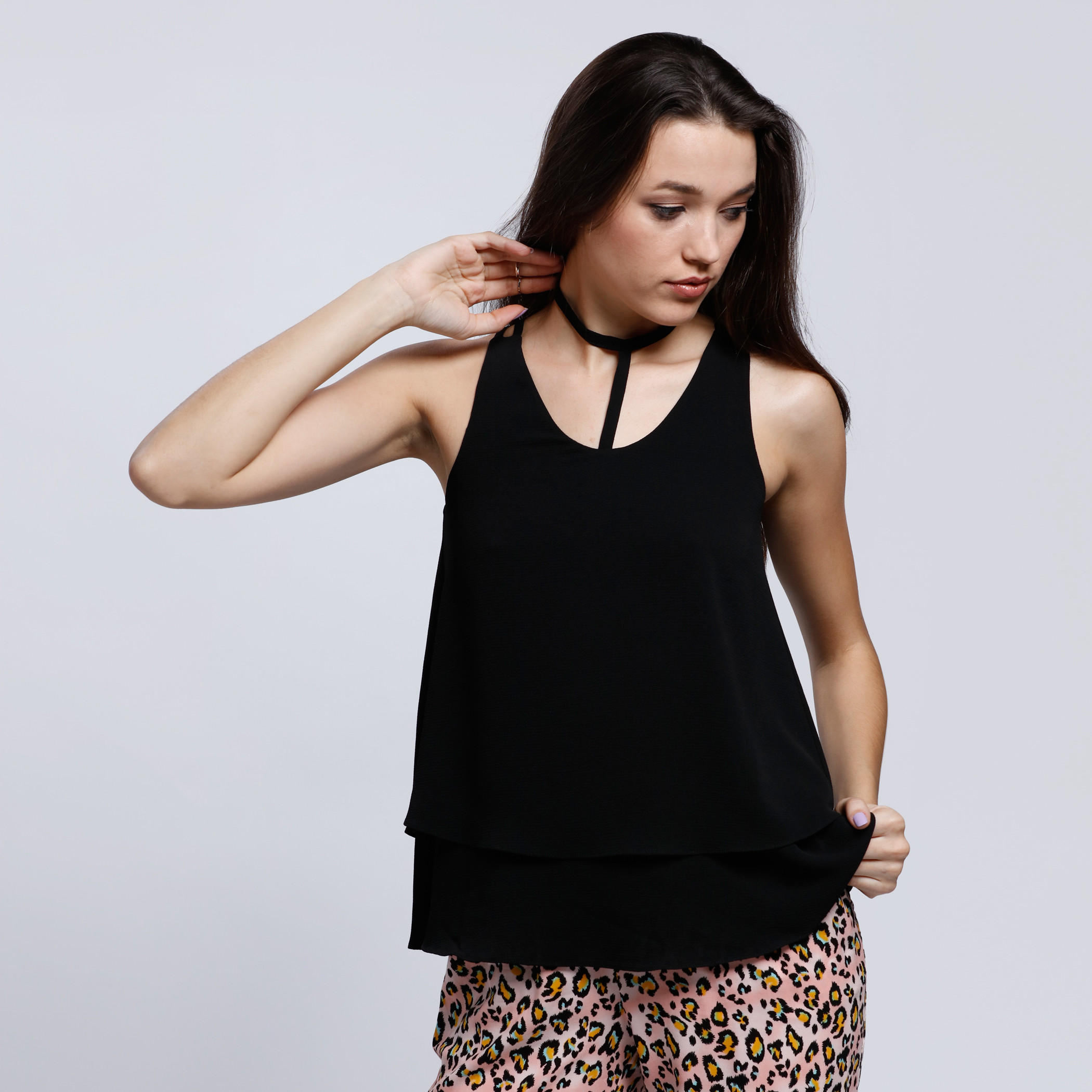 Double Layer Top with Choker Neck-women-clothing-tshirts-image-5