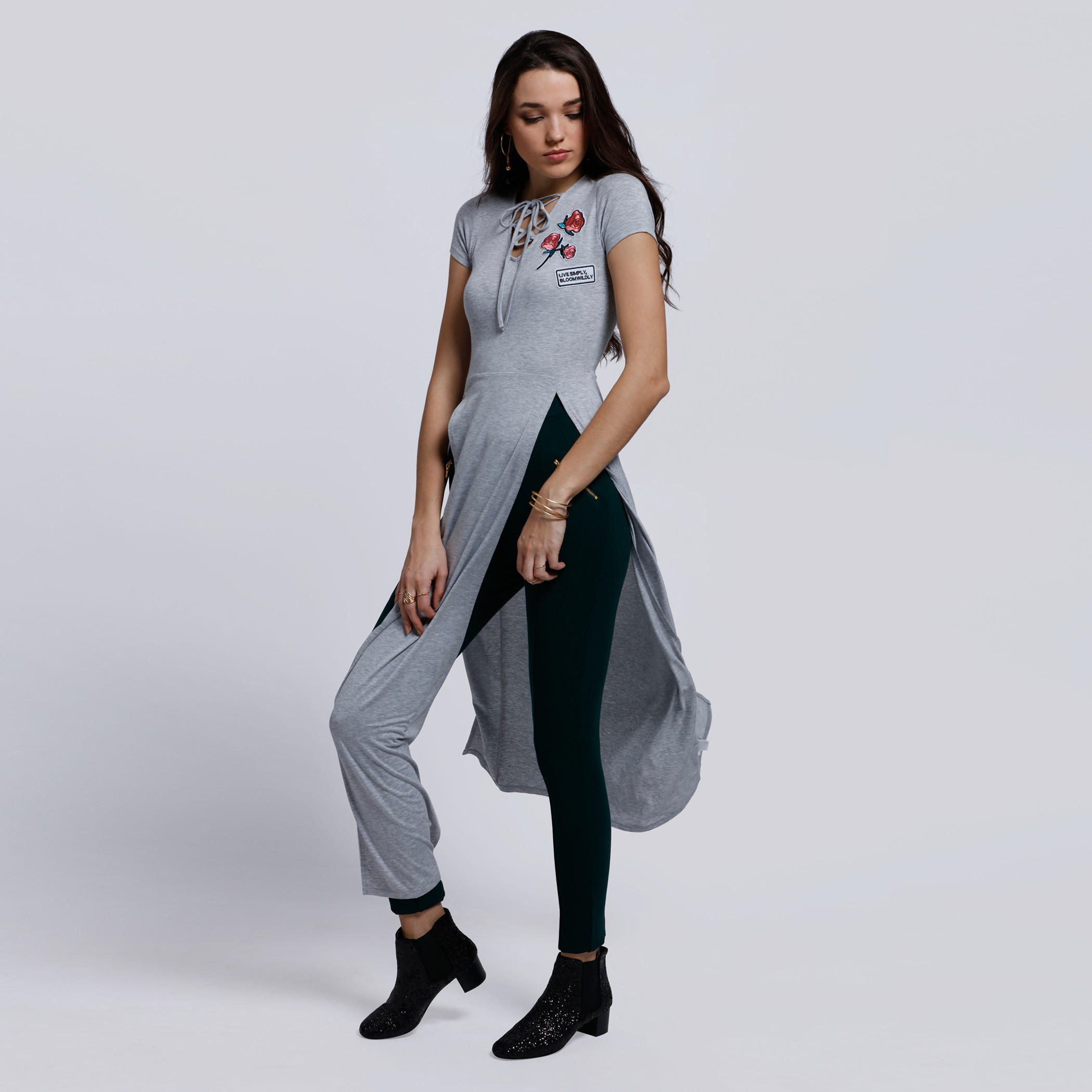 Embroidered Short Sleeves Tunic Top with Side Slits-women-clothing-shirtsandblouses-blouses-image-1