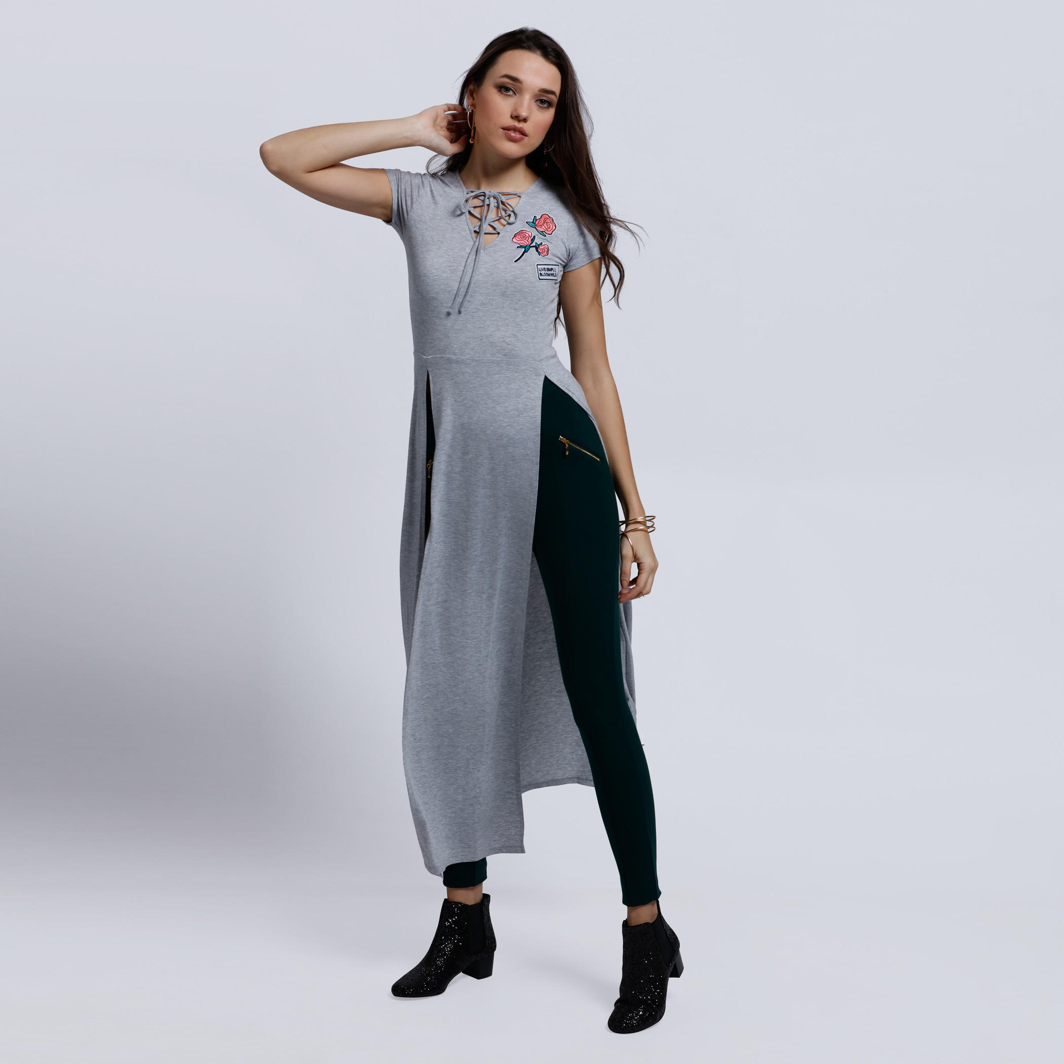 Embroidered Short Sleeves Tunic Top with Side Slits-women-clothing-shirtsandblouses-blouses-image-5