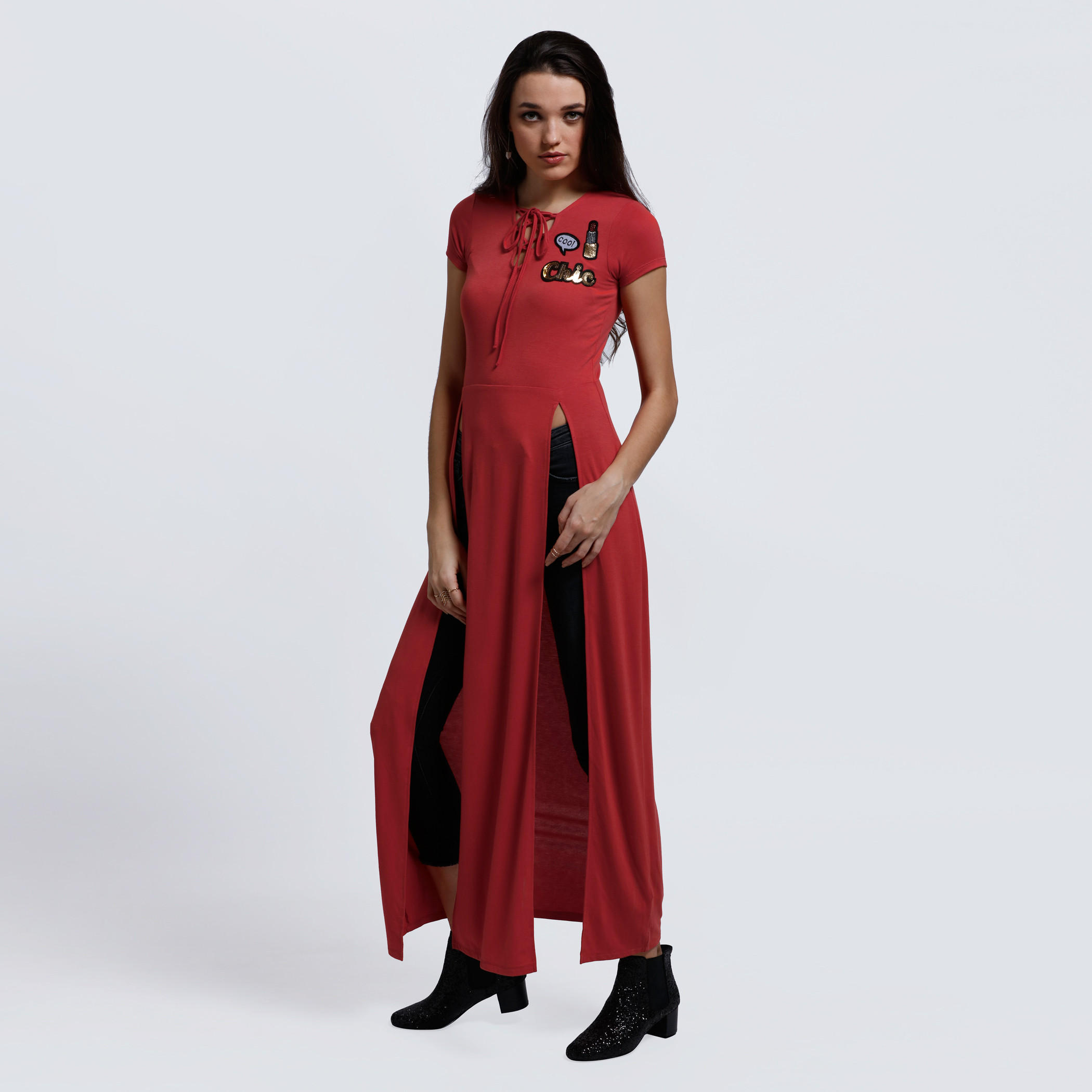 Short Sleeves Top with Dual Slit-women-clothing-shirtsandblouses-blouses-image-1