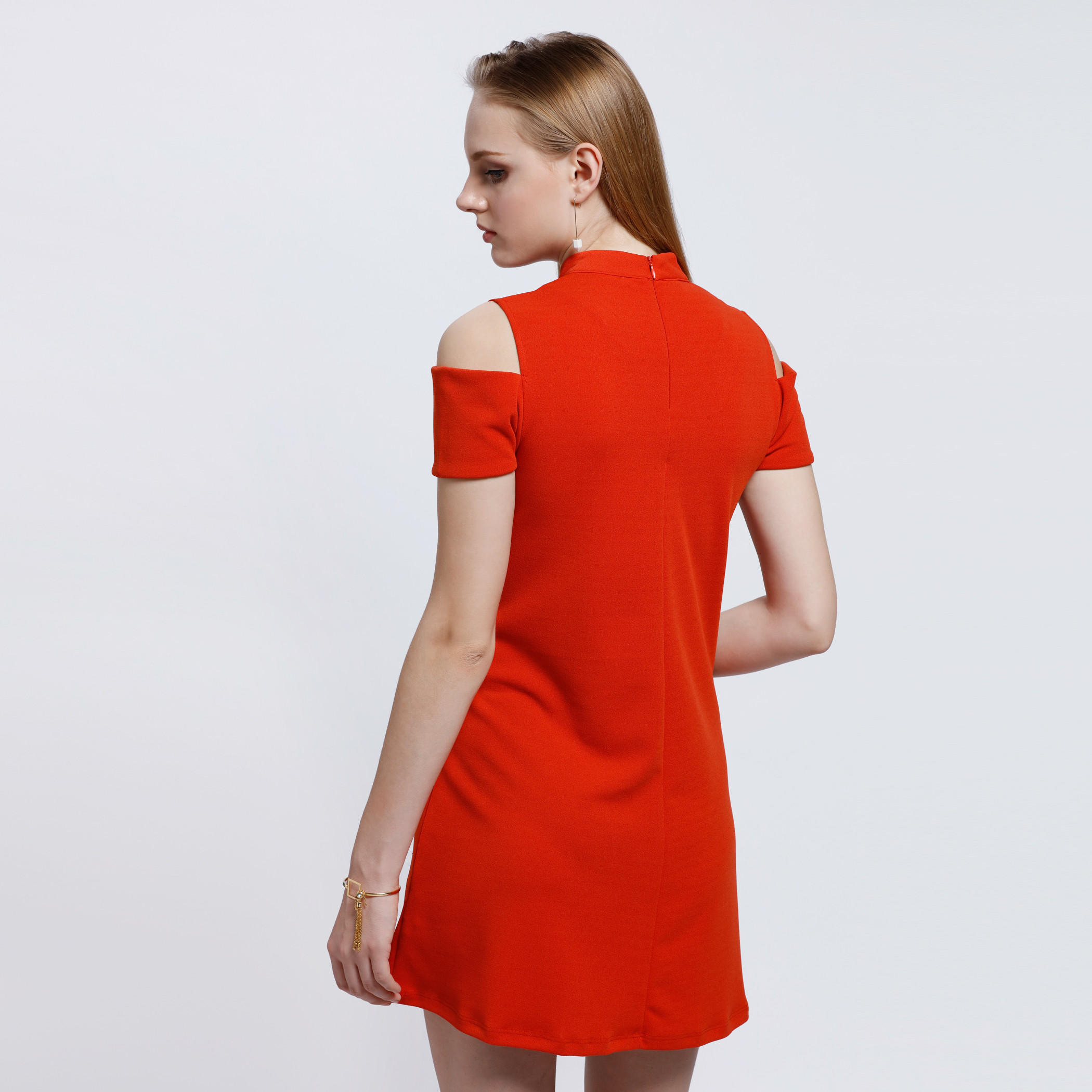Cold Shoulders Dress with Mid Length-women-clothing-dresses-image-2