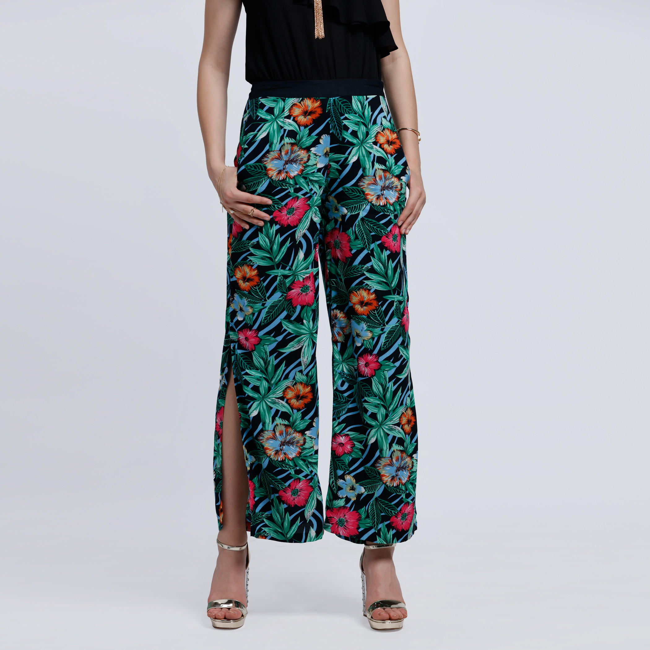 Printed Palazzo Pants with Elasticised Waistband-women-clothing-bottoms-trousers-image-1