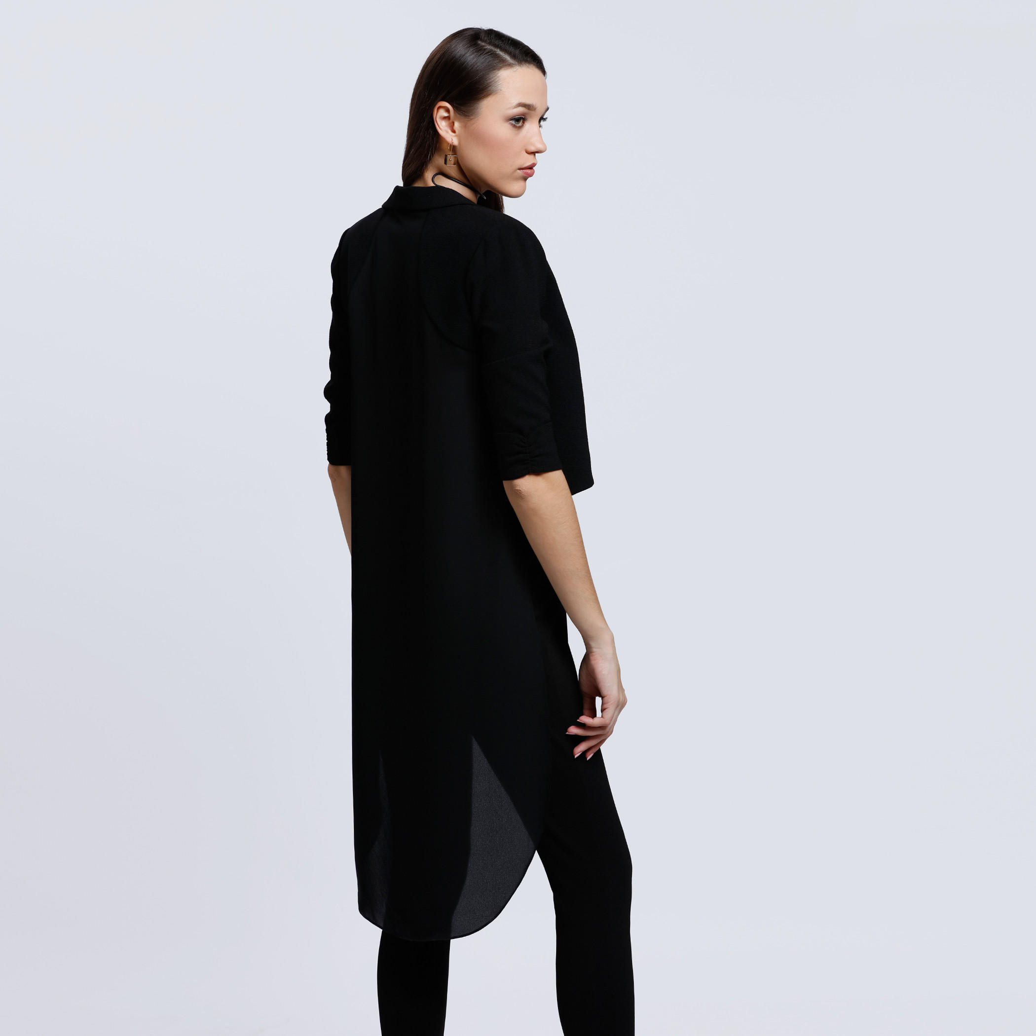 High Low Hem Jacket with 3/4 Sleeves-women-winterwear-coatsandjackets-jackets-image-2
