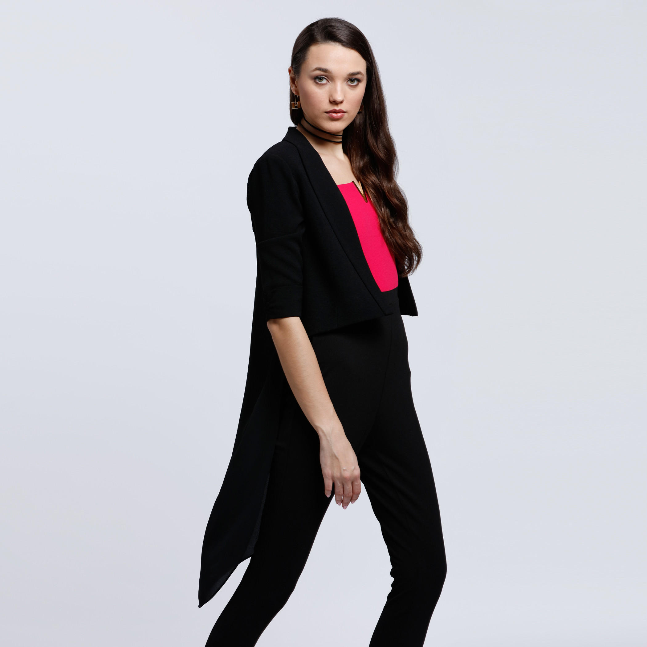 High Low Hem Jacket with 3/4 Sleeves-women-winterwear-coatsandjackets-jackets-image-3