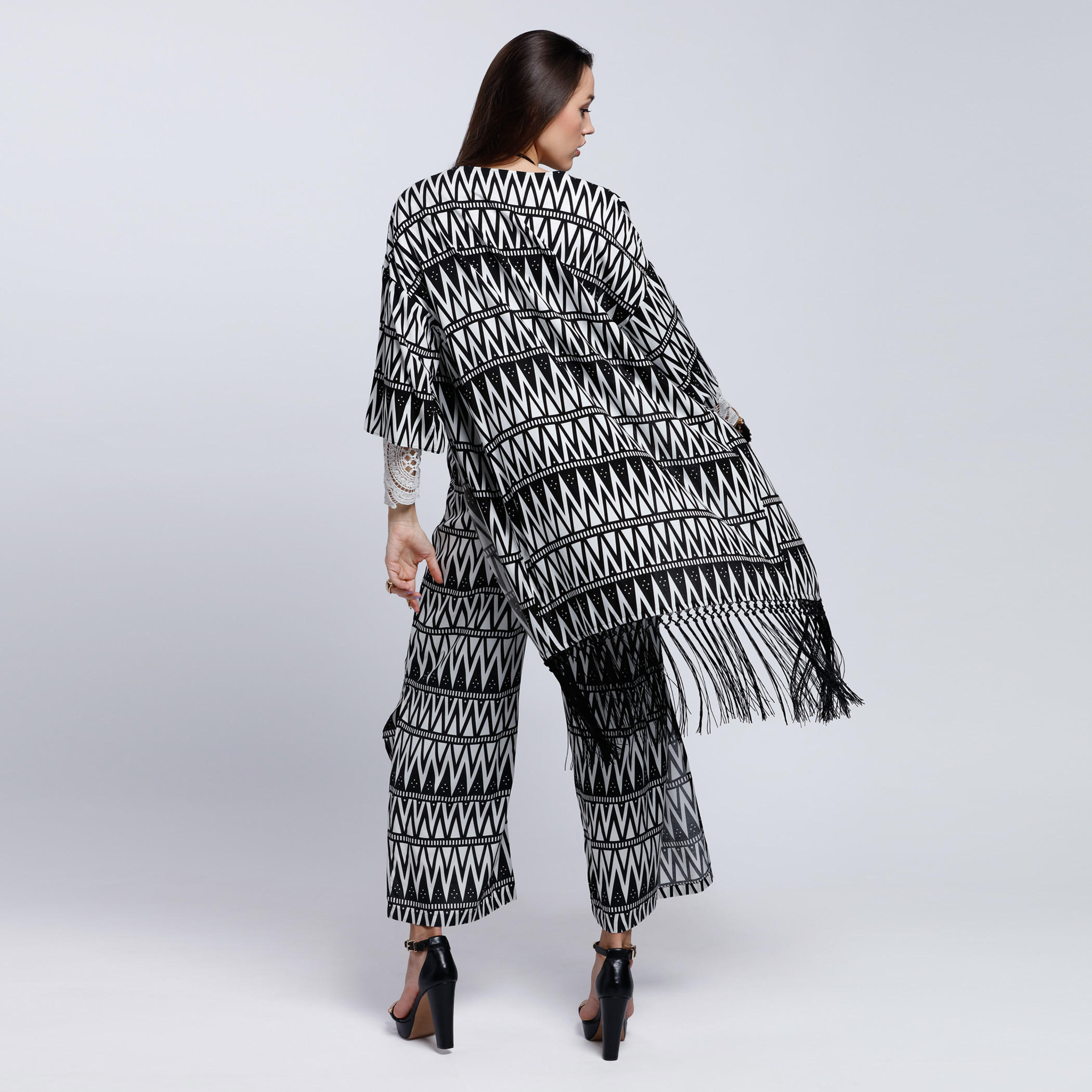 Printed Shrug with 3/4 Sleeves and Tassels-women-winterwear-cardigansandjumpers-cardigans-image-2