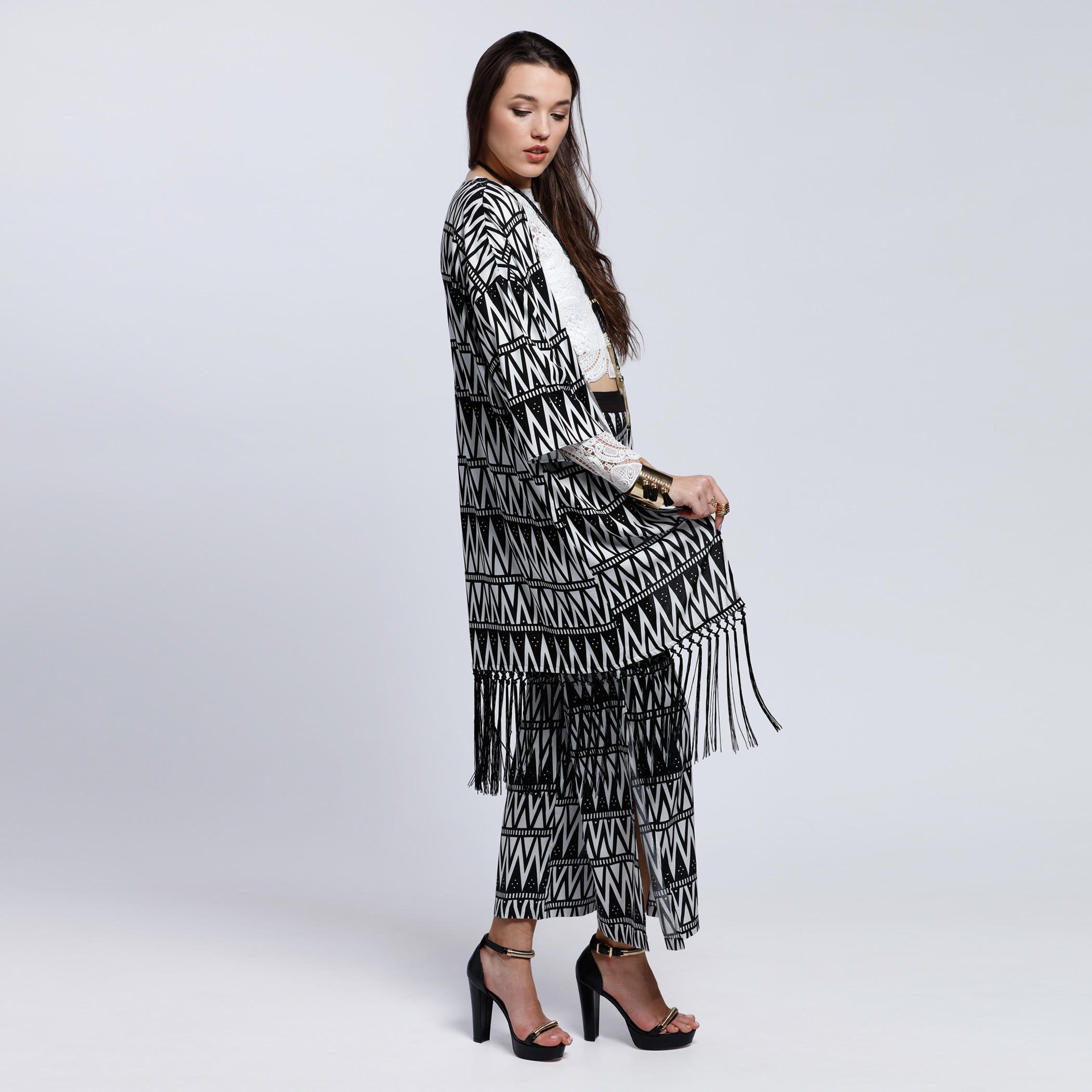 Printed Shrug with 3/4 Sleeves and Tassels-women-winterwear-cardigansandjumpers-cardigans-image-3