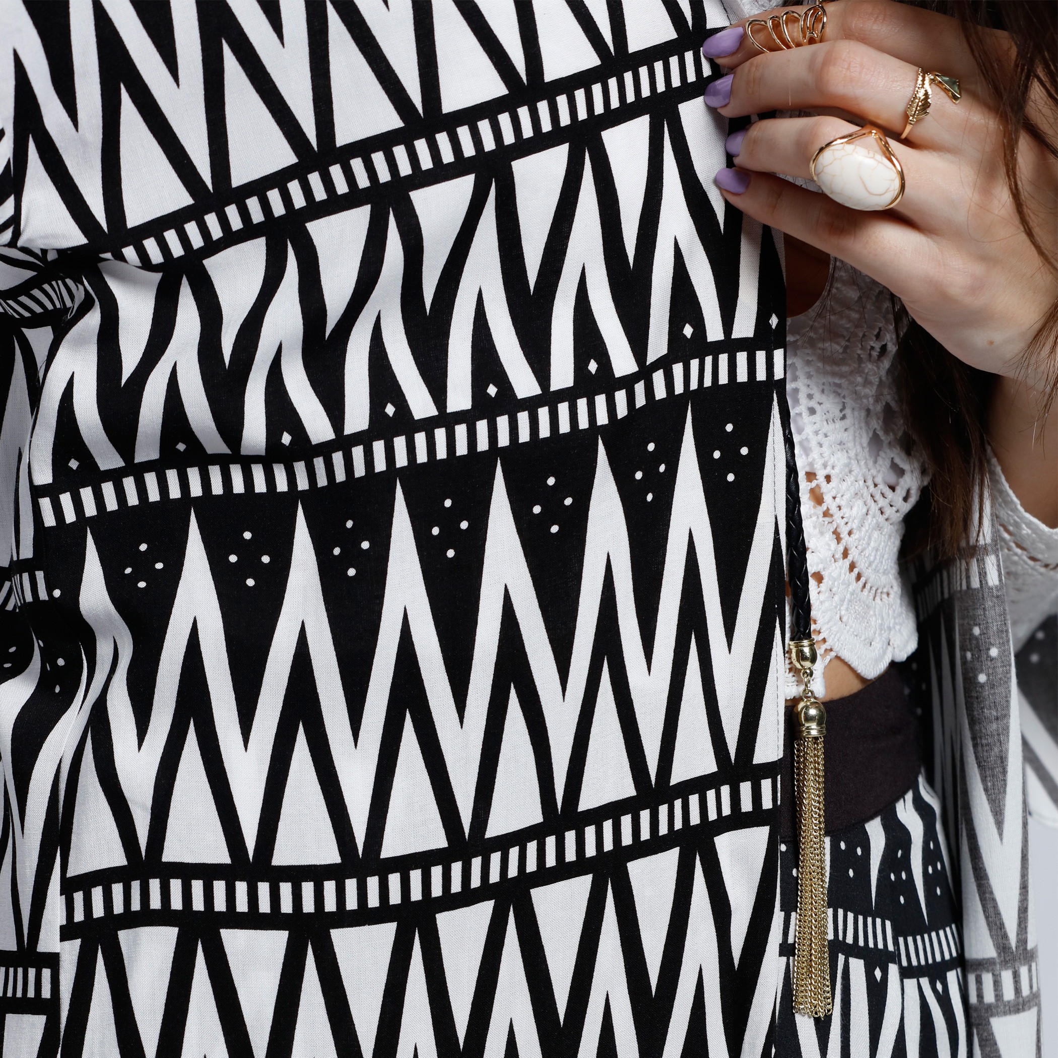 Printed Shrug with 3/4 Sleeves and Tassels-women-winterwear-cardigansandjumpers-cardigans-image-4