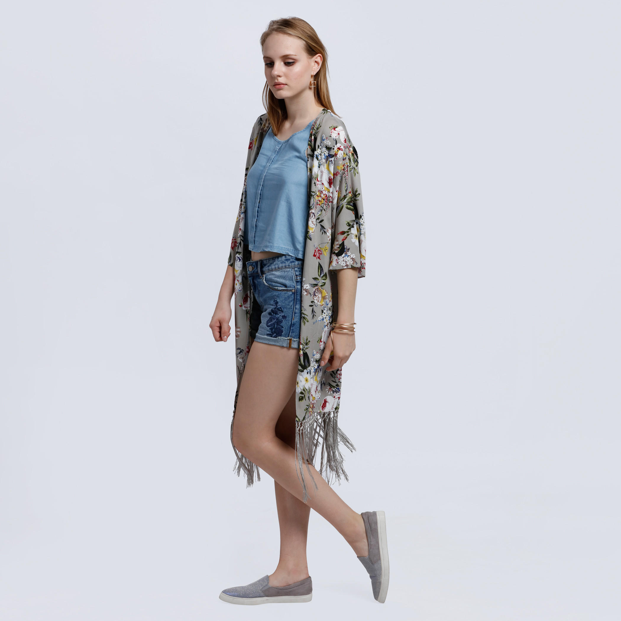 Printed Shrug with 3/4 Sleeves and Tassels-women-winterwear-cardigansandjumpers-cardigans-image-3