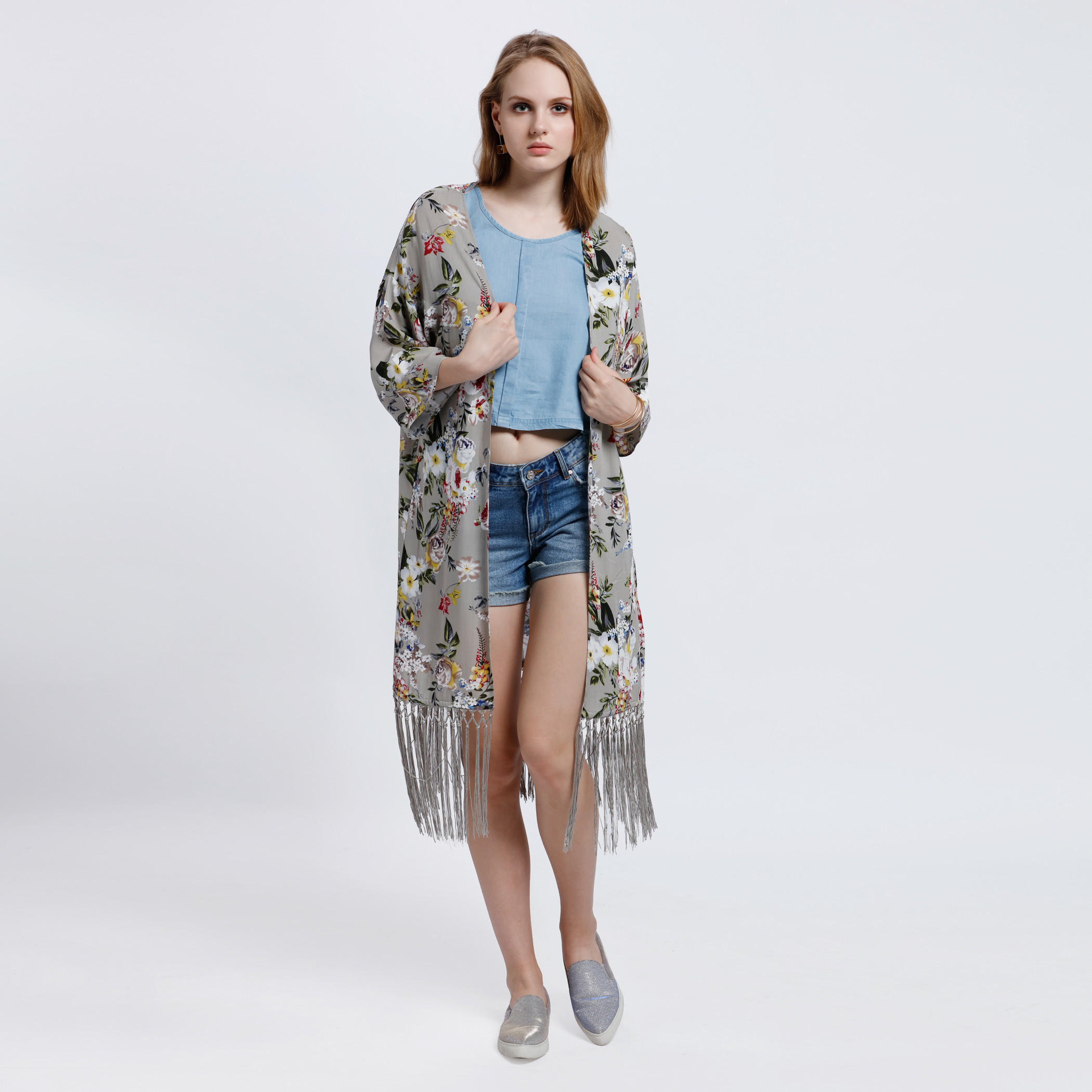 Printed Shrug with 3/4 Sleeves and Tassels-women-winterwear-cardigansandjumpers-cardigans-image-5