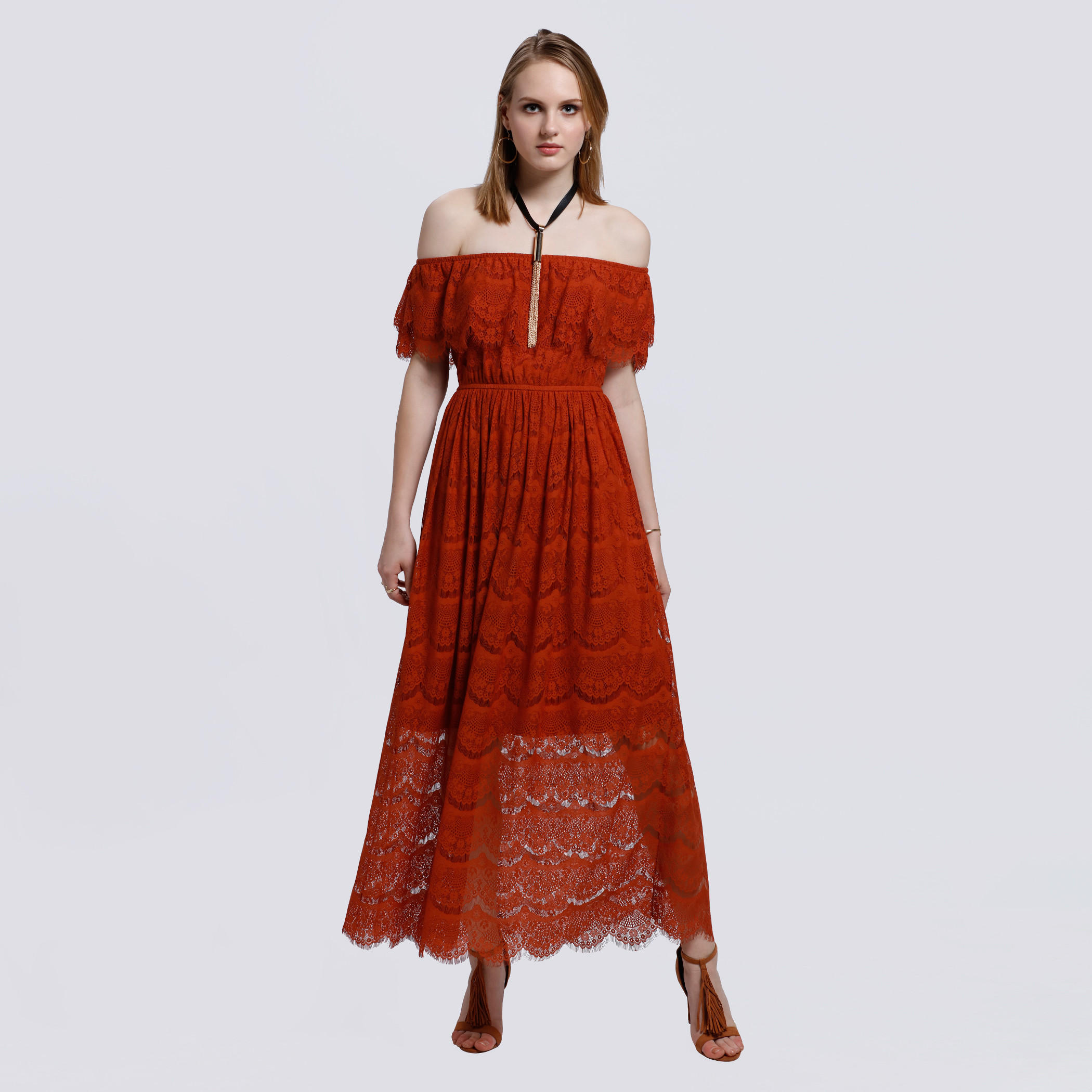Off Shoulder Dress with Lace Detail-women-clothing-dresses-image-1