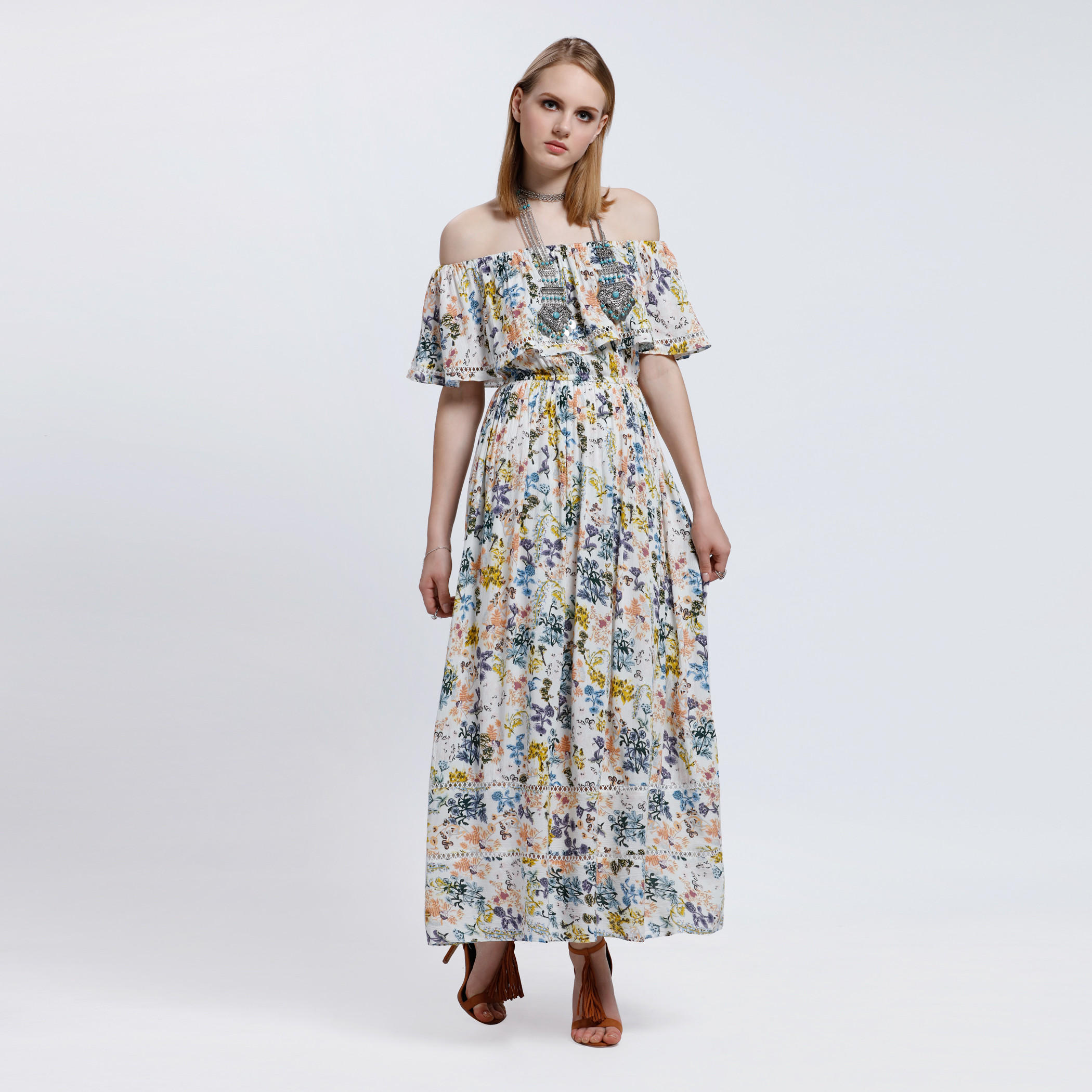 Printed Off Shoulders Maxi Dress-women-clothing-dresses-image-1