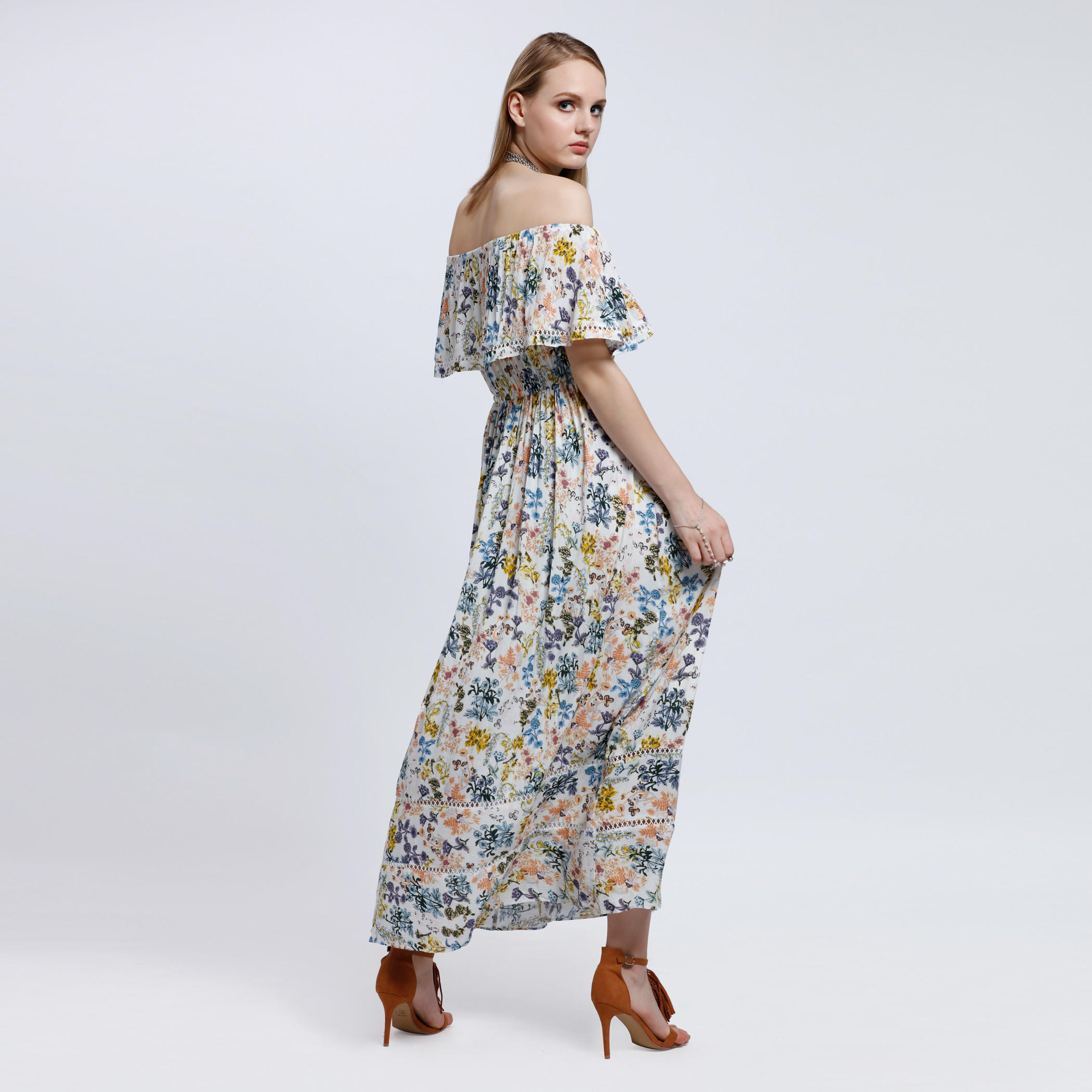 Printed Off Shoulders Maxi Dress-women-clothing-dresses-image-2