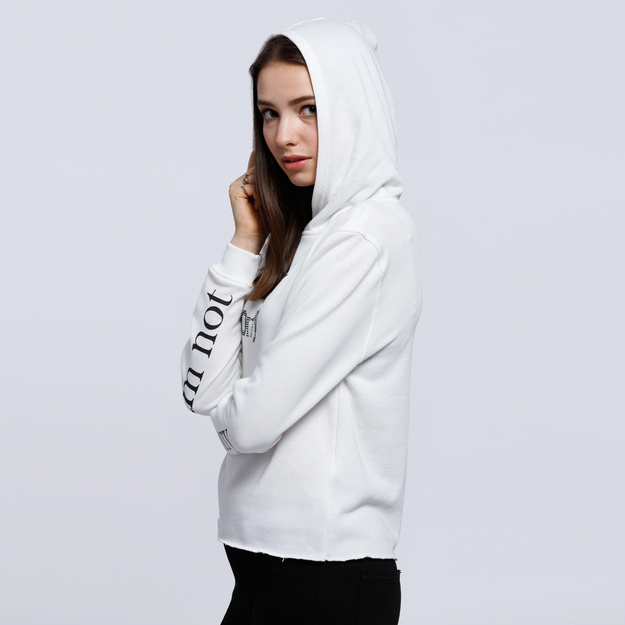 Printed T-Shirt with Hood and Long Sleeves-women-winterwear-hoodiesandsweatshirts-hoodies-image-3