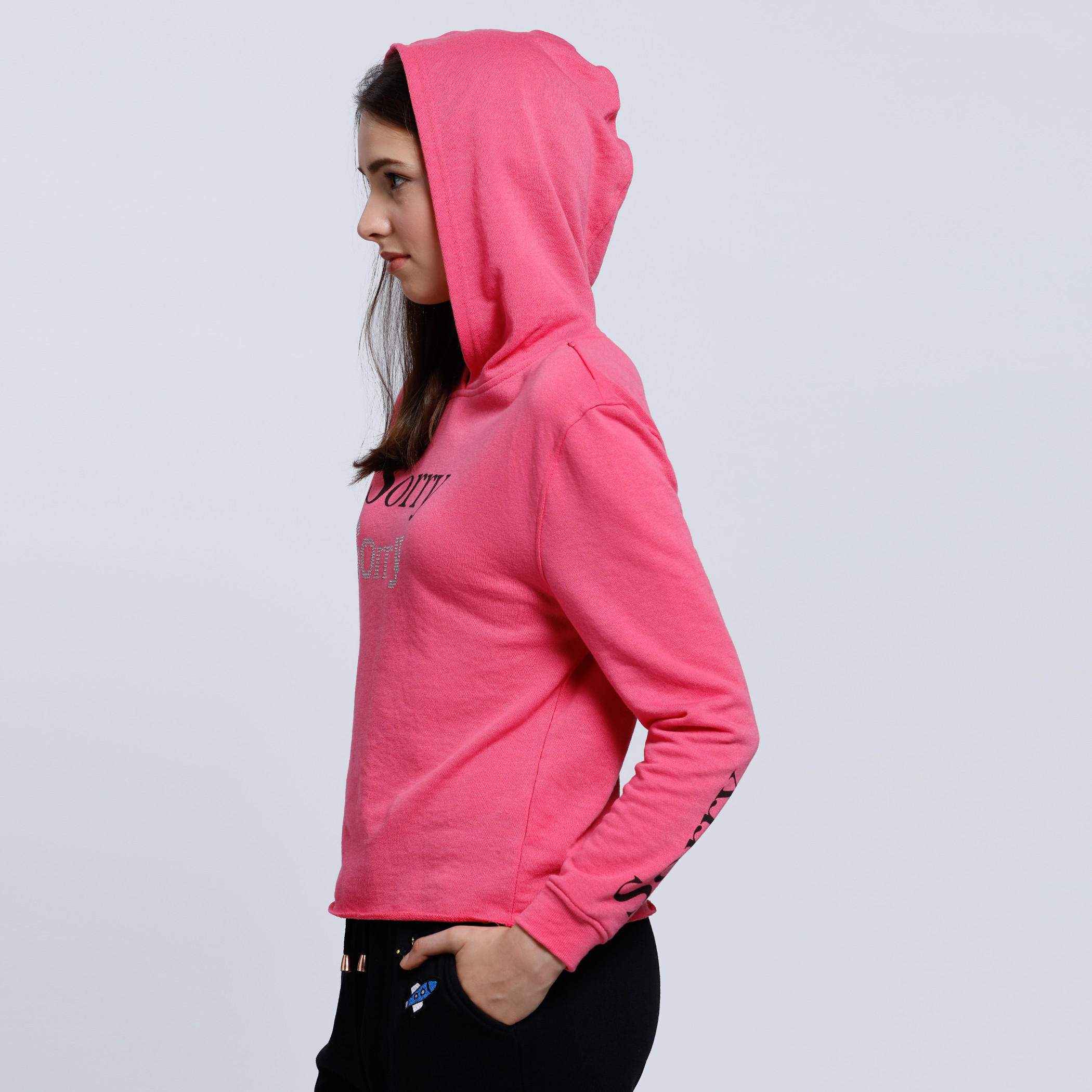 Printed T-Shirt with Hood and Long Sleeves-women-winterwear-hoodiesandsweatshirts-hoodies-image-8