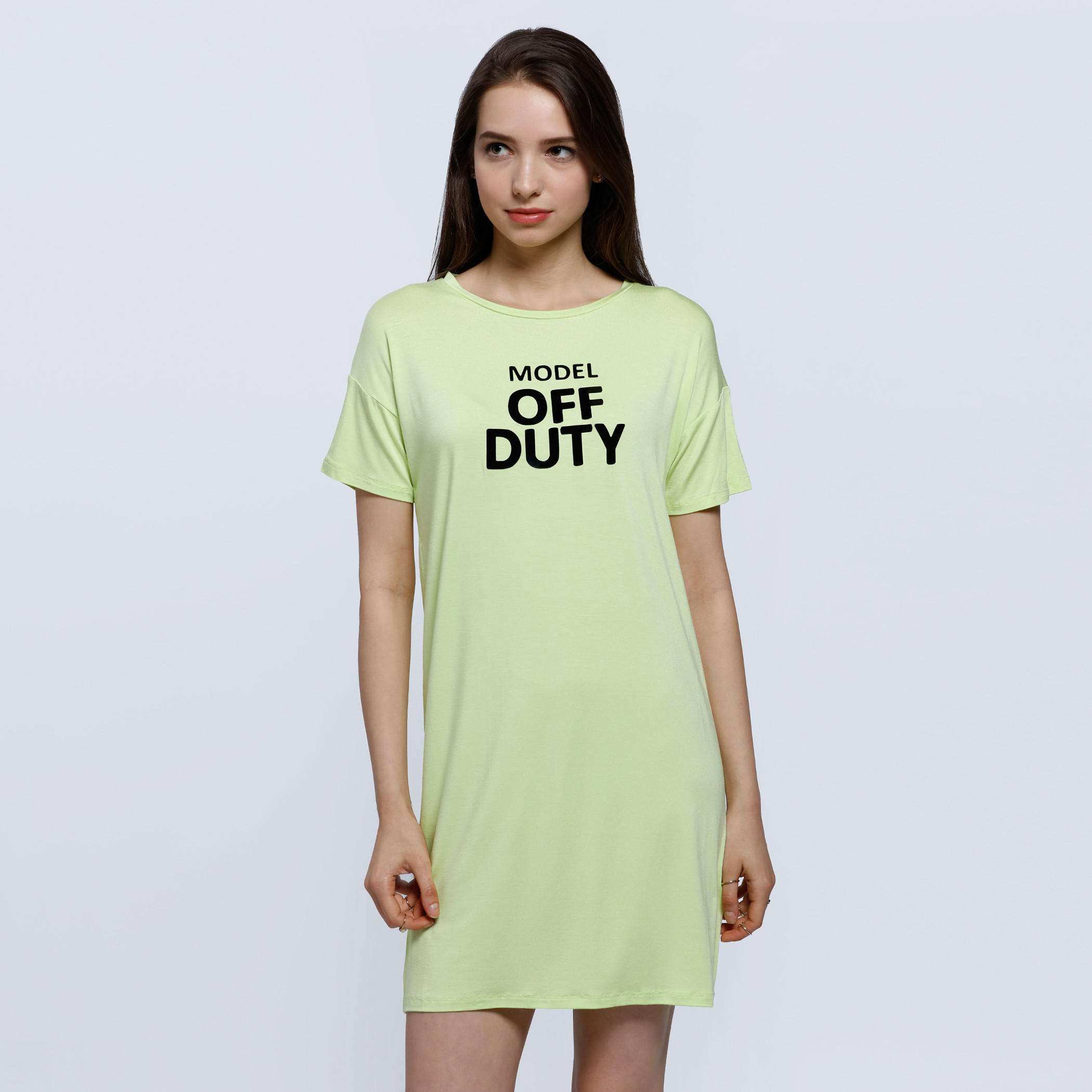 Midi T-shirt Dress with Short Sleeves-women-clothing-dresses-image-1