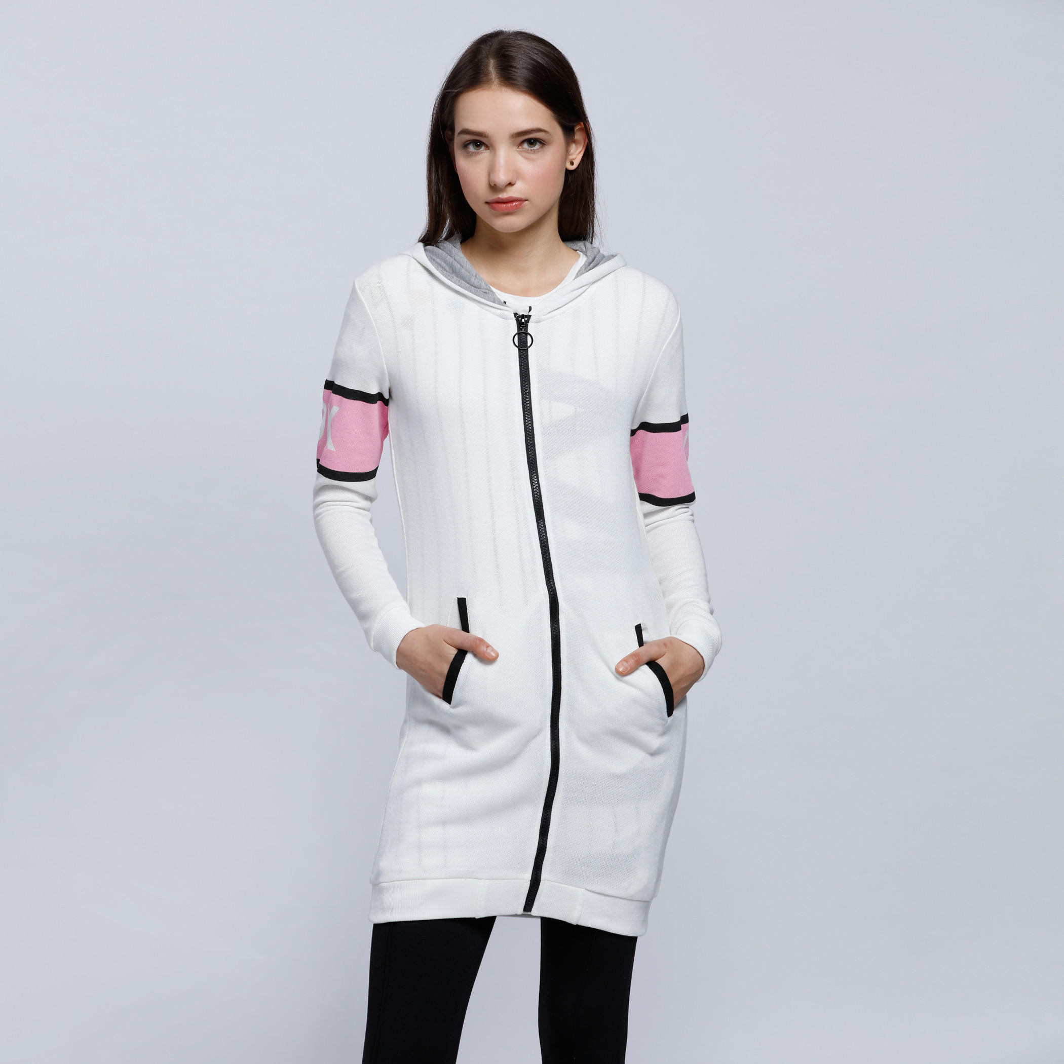 Hooded Bomber Jacket with Zip Closure and Long Sleeves-women-winterwear-coatsandjackets-jackets-image-1