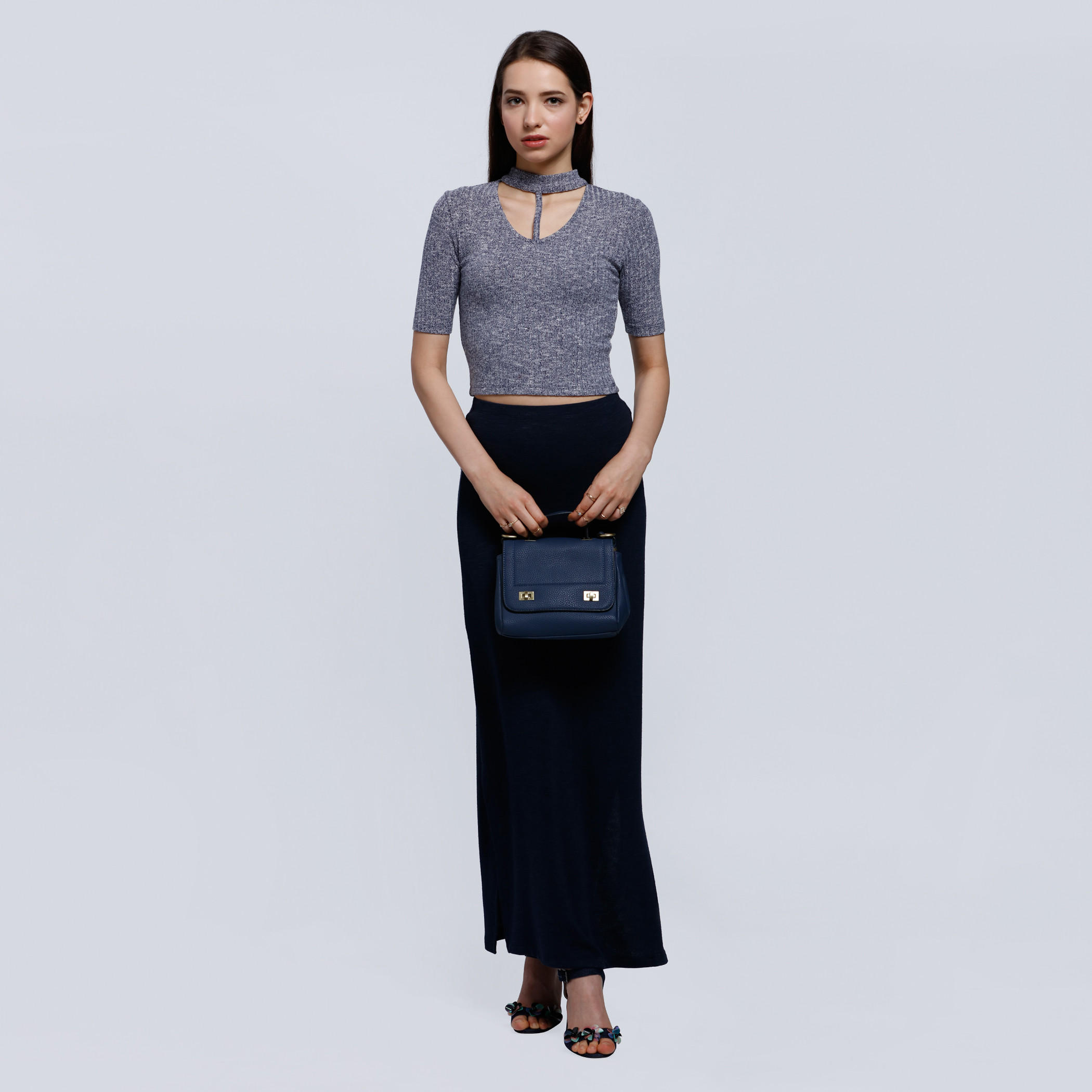 Ribbed Top with Choker Neck and Short Sleeves-women-clothing-shirtsandblouses-blouses-image-5