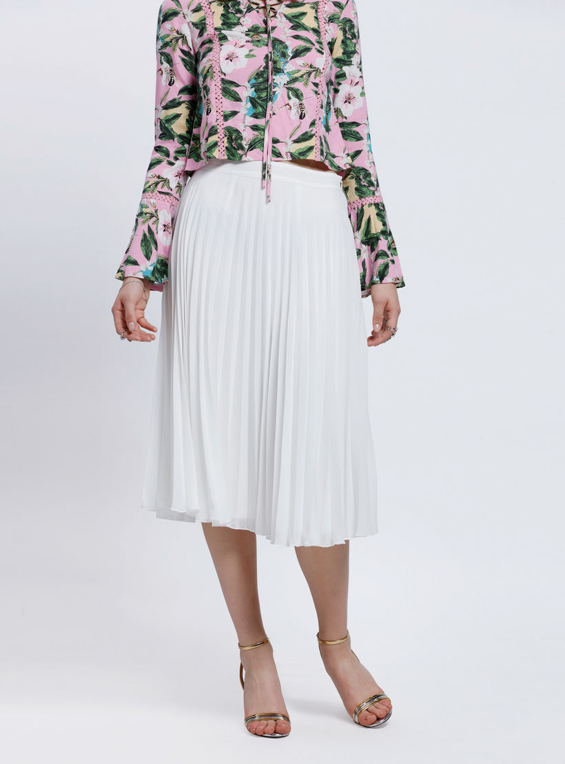 Pleated Flare Skirt with Elasticised Waistband-women-clothing-bottoms-skirts-image-1