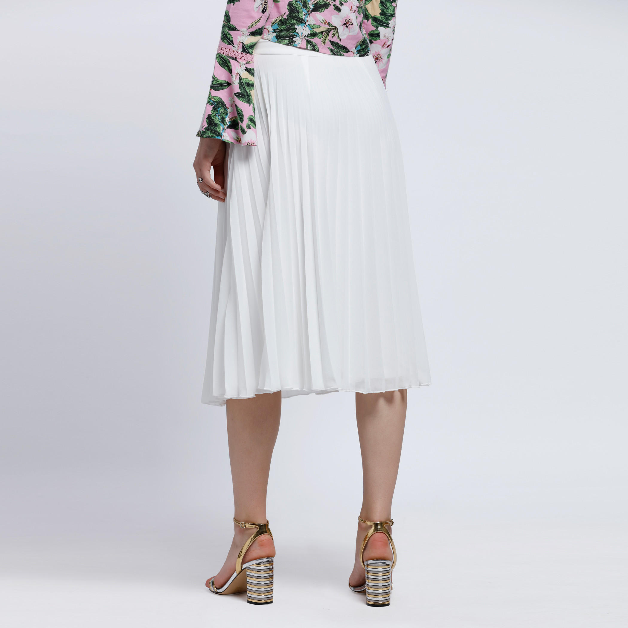 Pleated Flare Skirt with Elasticised Waistband-women-clothing-bottoms-skirts-image-2