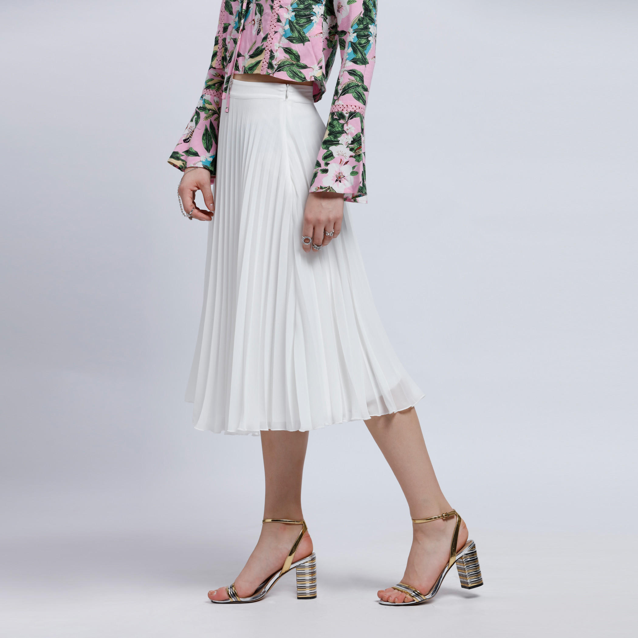 Pleated Flare Skirt with Elasticised Waistband-women-clothing-bottoms-skirts-image-3