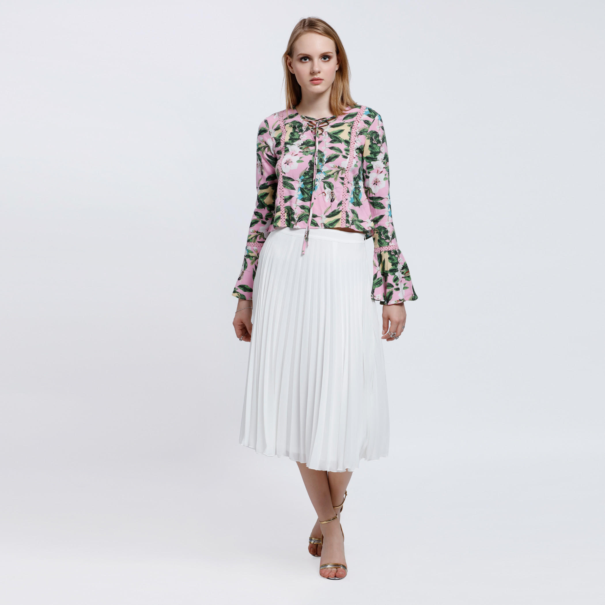 Pleated Flare Skirt with Elasticised Waistband-women-clothing-bottoms-skirts-image-5