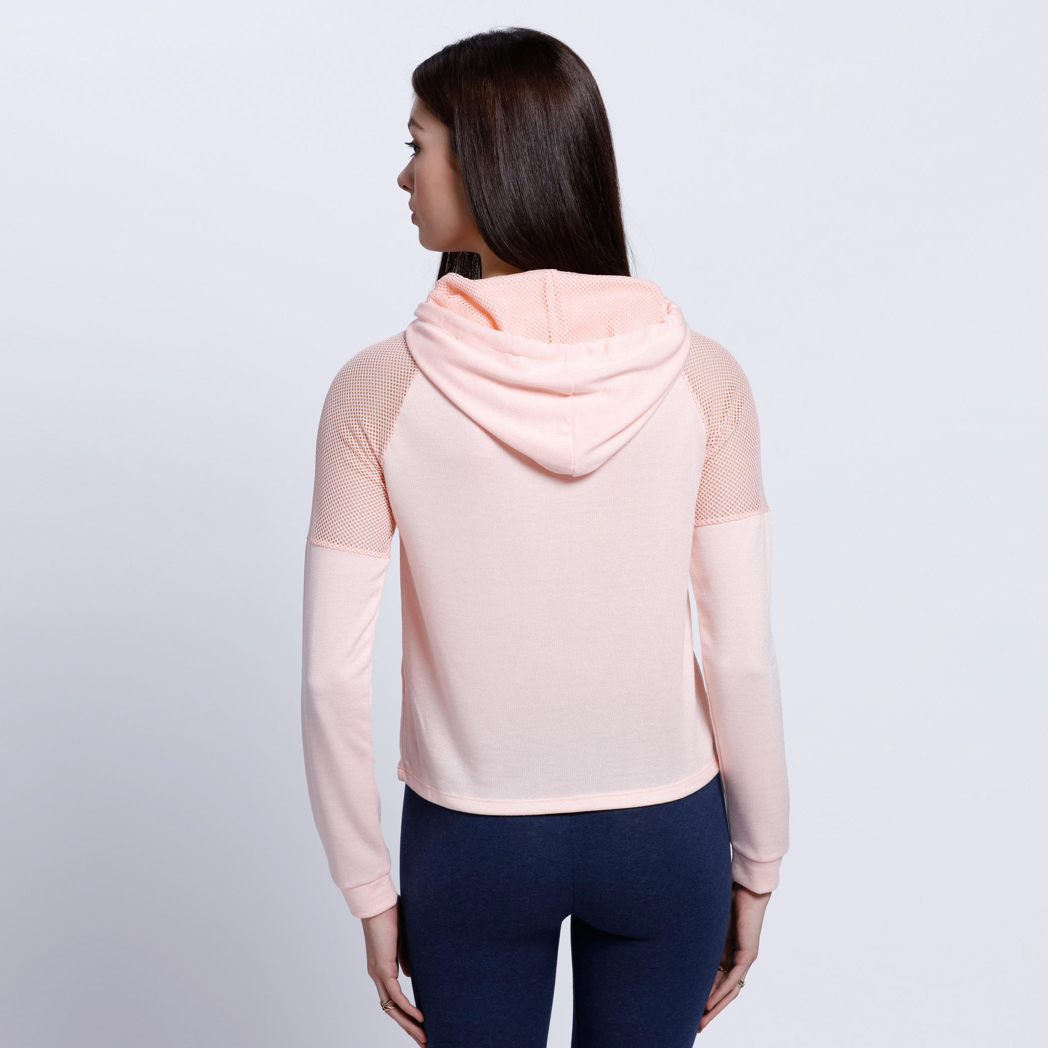 Printed Mesh Shoulder T-Shirt with Long Sleeves and Hood-women-clothing-shirtsandblouses-blouses-image-2