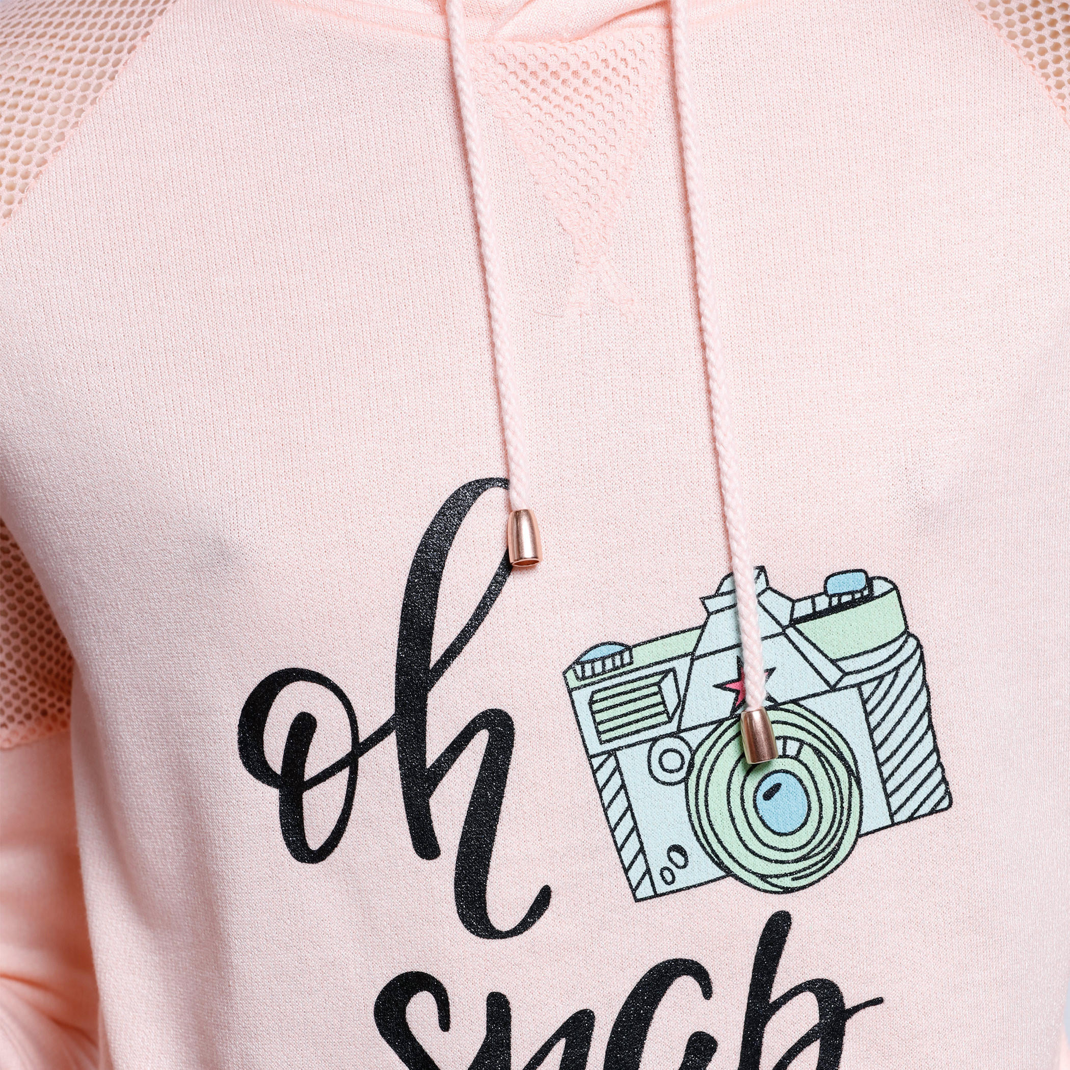 Printed Mesh Shoulder T-Shirt with Long Sleeves and Hood-women-clothing-shirtsandblouses-blouses-image-4