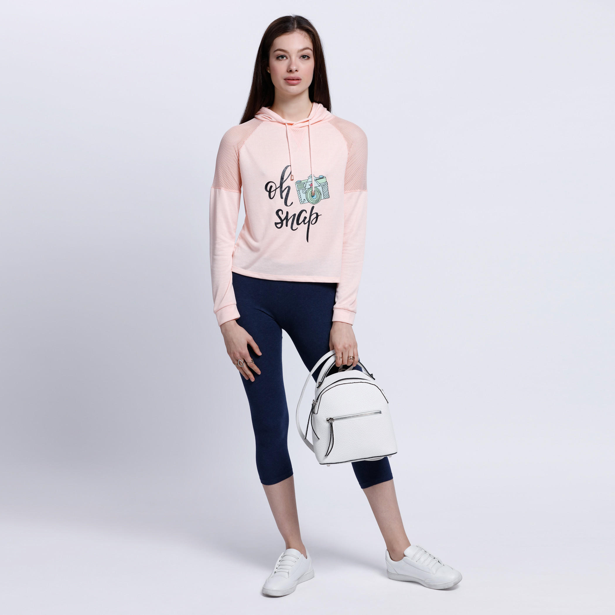 Printed Mesh Shoulder T-Shirt with Long Sleeves and Hood-women-clothing-shirtsandblouses-blouses-image-5
